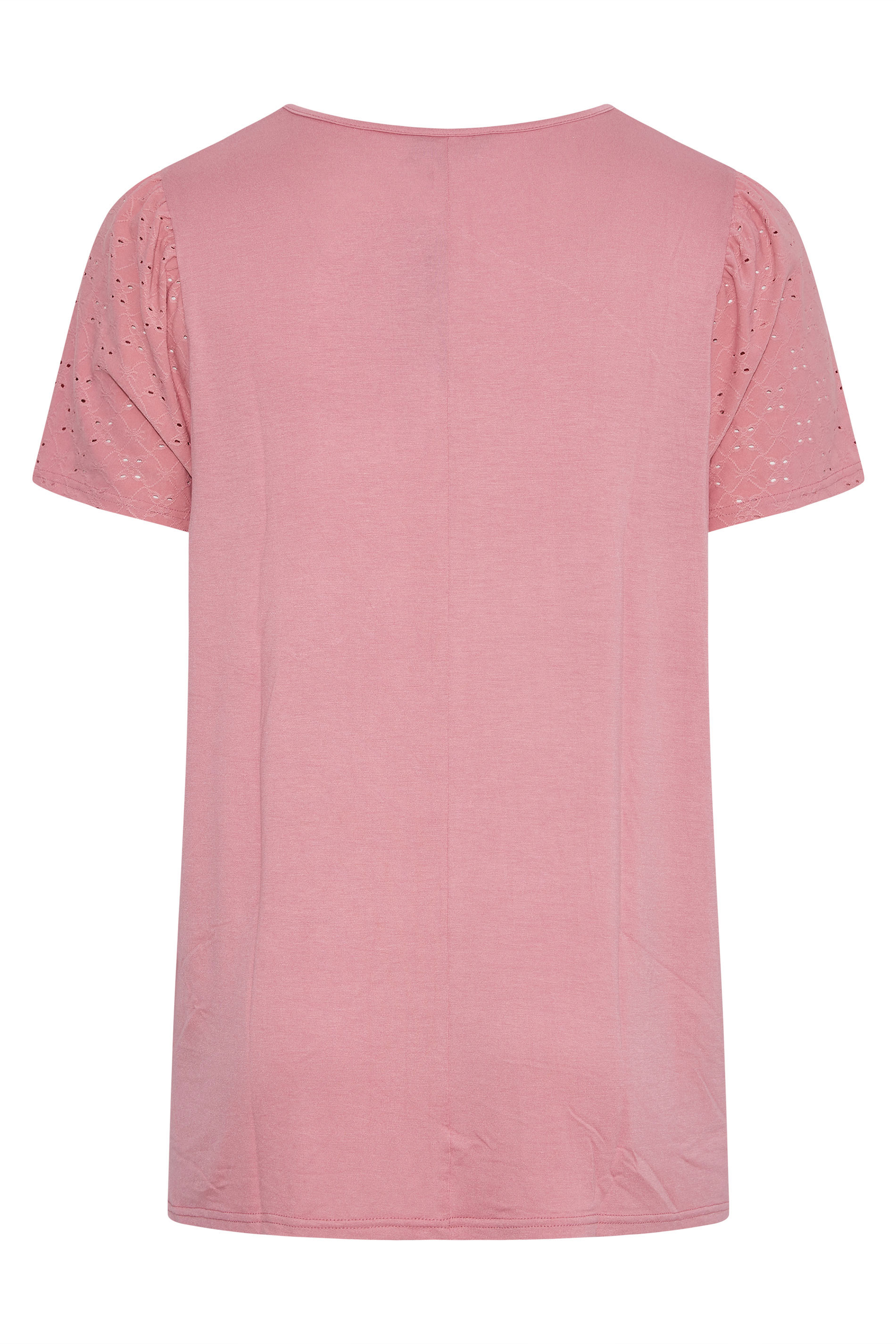 Grande taille  Tops Grande taille  T-Shirts | LIMITED COLLECTION - T-Shirt Rose Manches Broderie Anglaise - YK07768