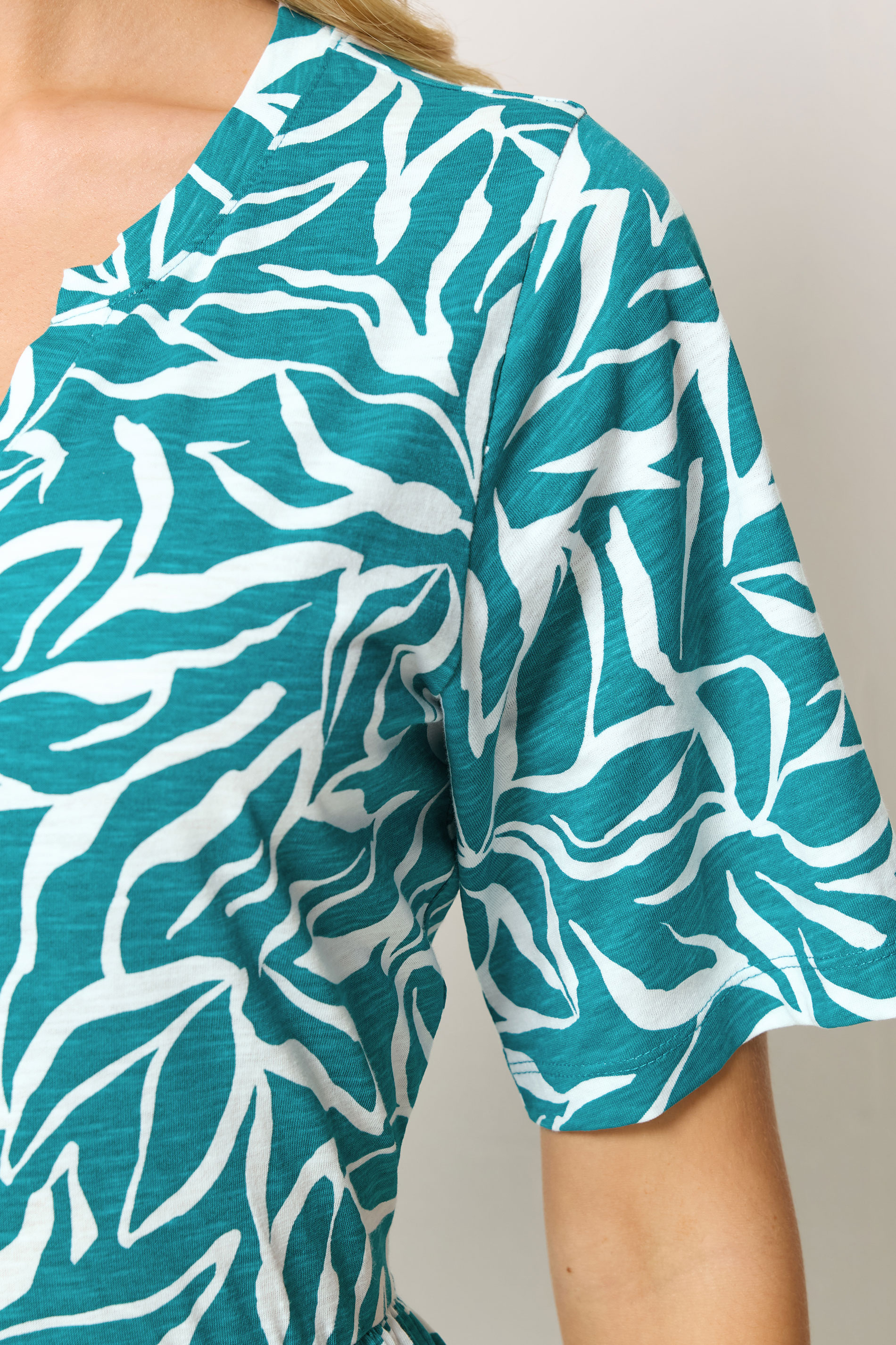 M&Co Teal Green Abstract Print Tiered Cotton Maxi Dress | M&Co 4