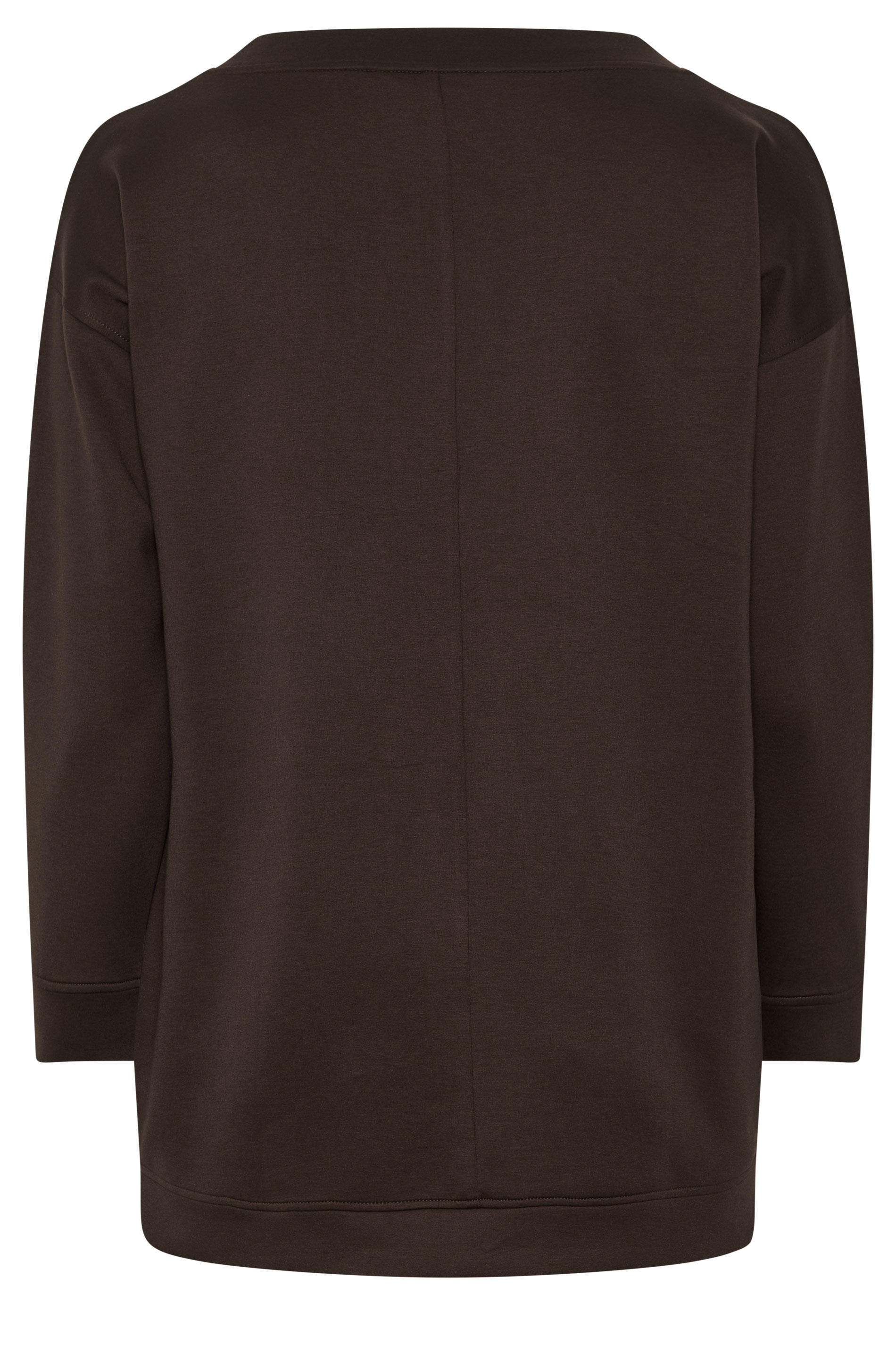 EVANS Plus Size Chocolate Brown Luxe Zip Detail Sweatshirt | Evans 2