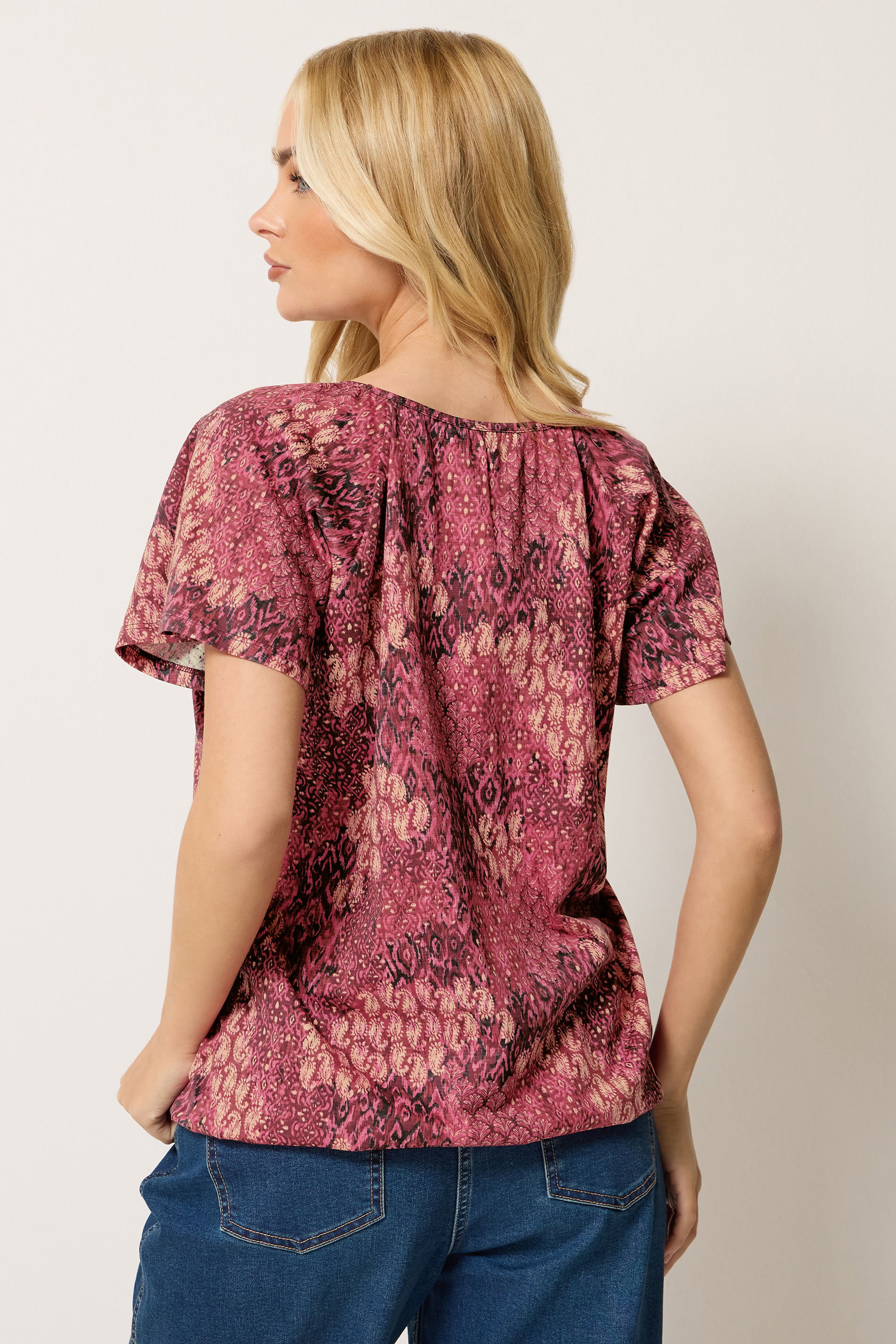 M&Co Berry Purple Patchwork Print Top | M&Co 4