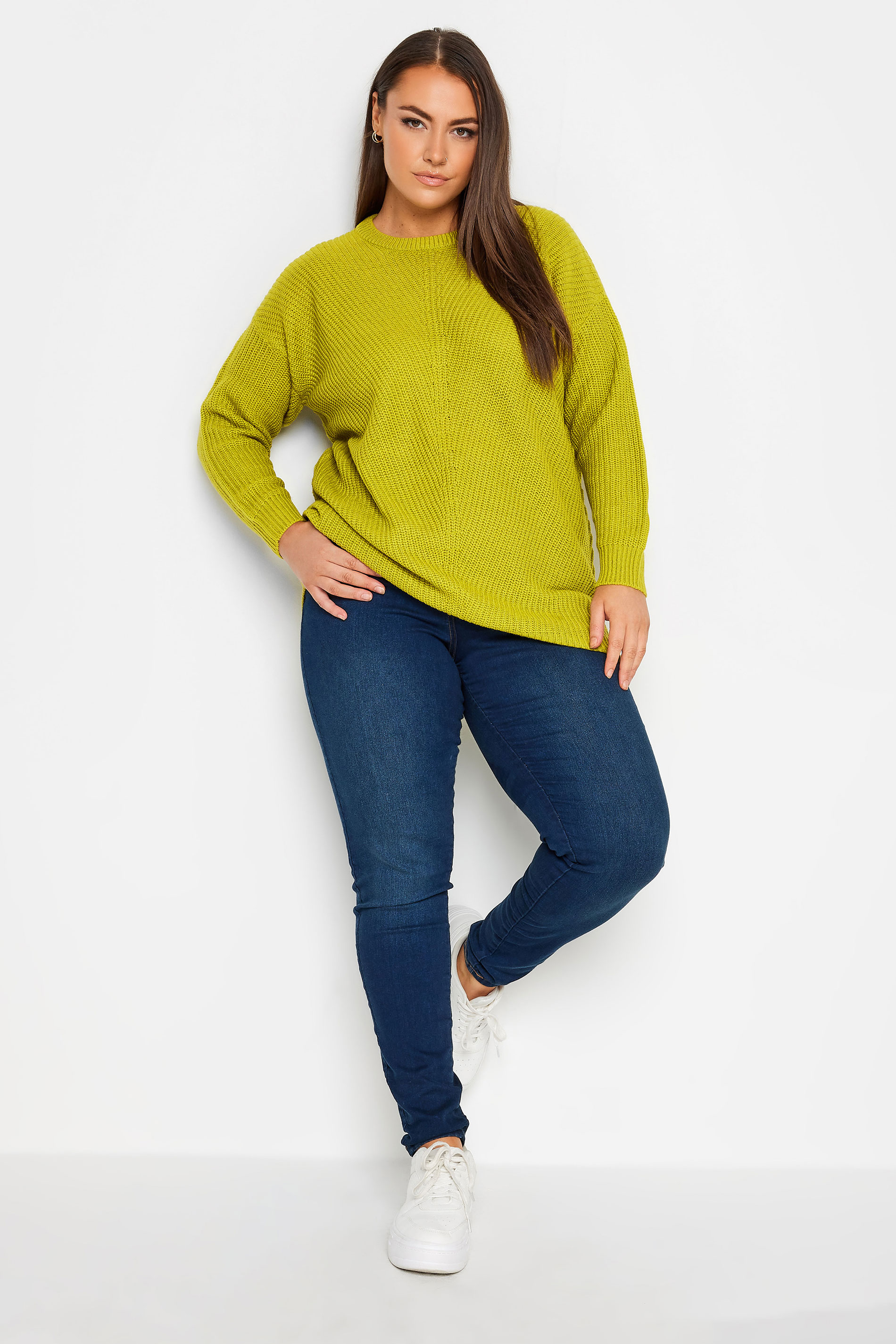 Plus Size Curve Green Essential Knitted Jumper | Yours Clothing 2
