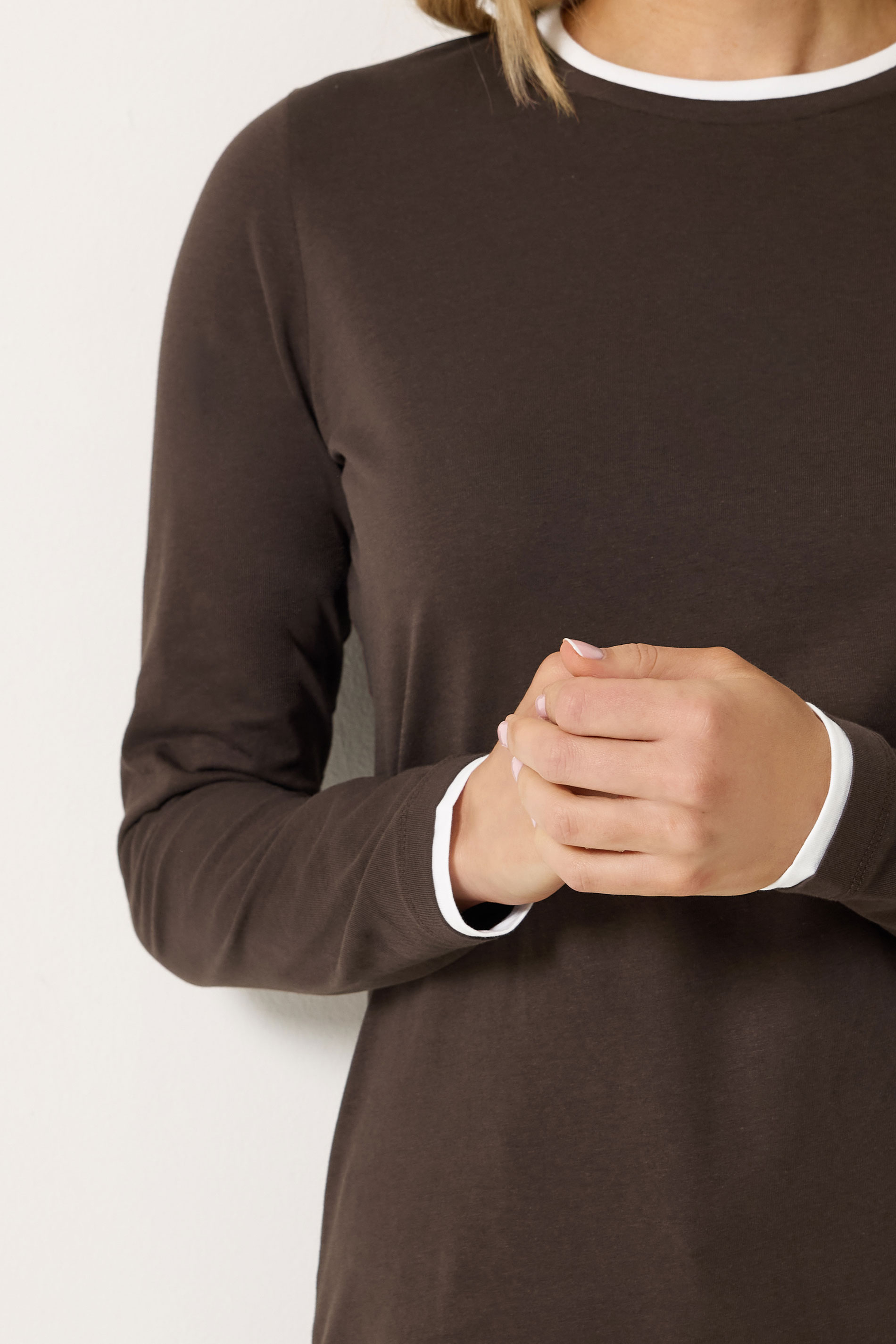 LTS Tall Chocolate Brown Layered Long Sleeve T-Shirt | Long Tall Sally 4