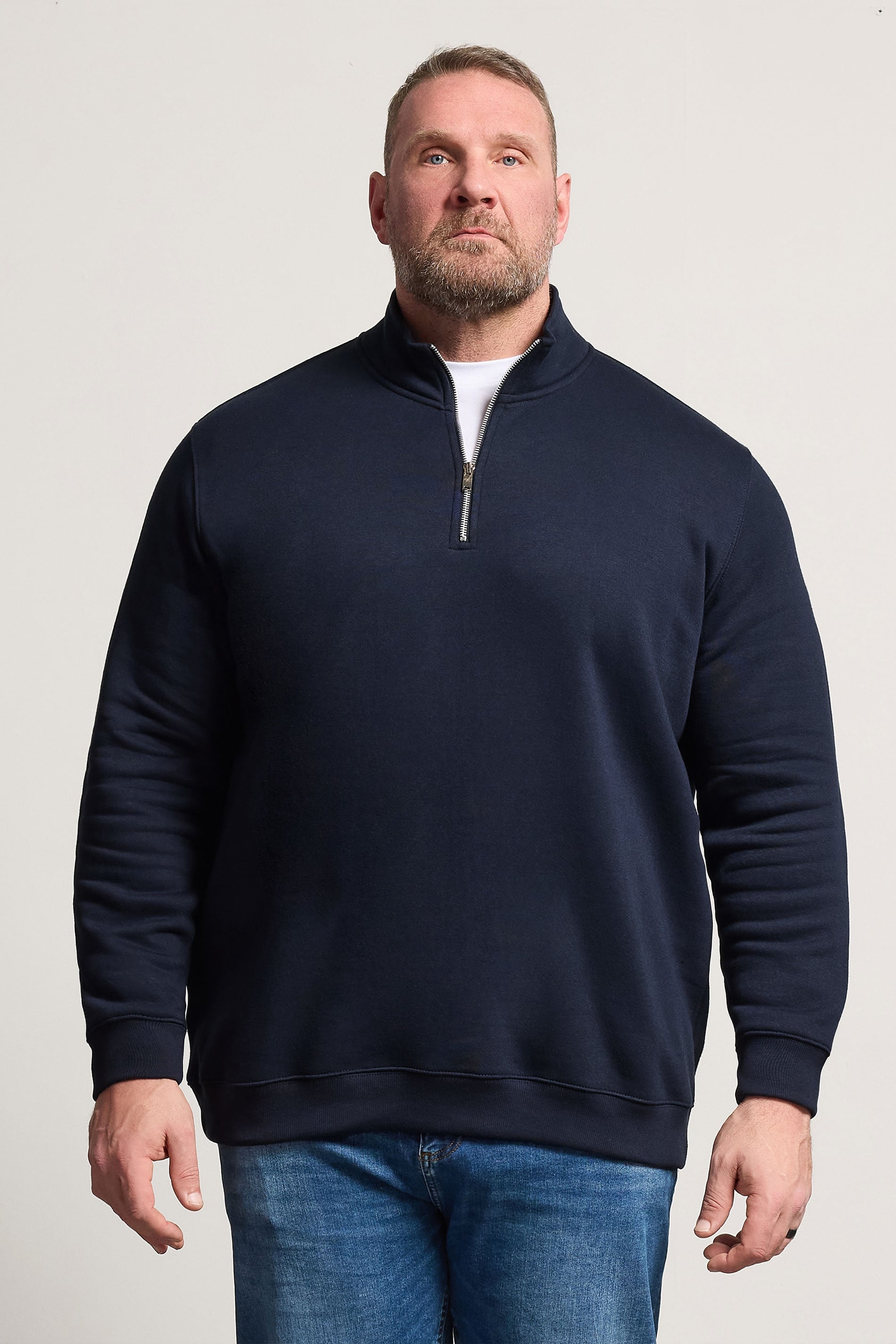 BadRhino Big & Tall Navy Blue Quarter Zip Sweatshirt | BadRhino 3