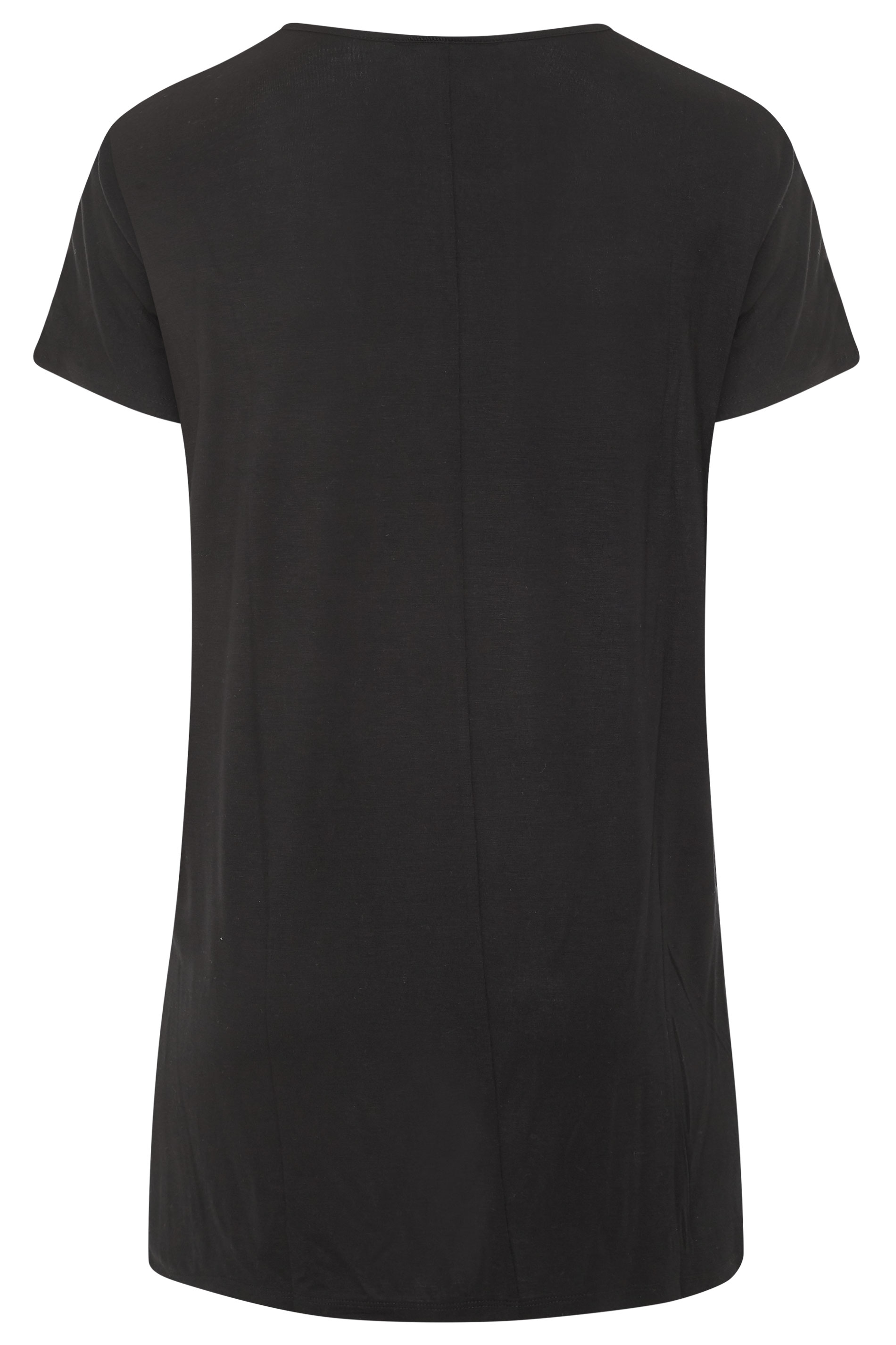 Grande taille  Tops Grande taille  T-Shirts Basiques & Débardeurs | Top Noir en Jersey Ourlet Plongeant - WP12301