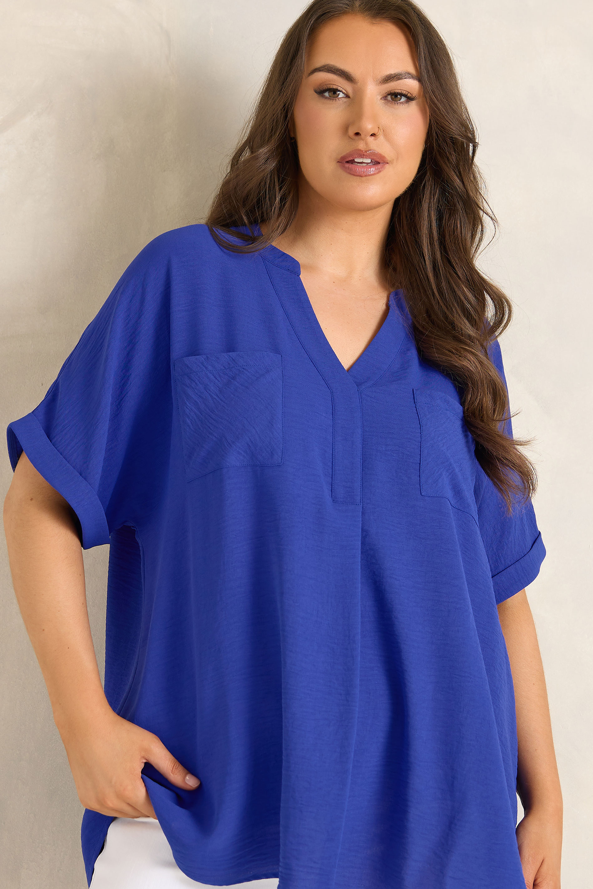 EVANS Plus Size Blue Short Sleeve Utility Blouse | Evans  3