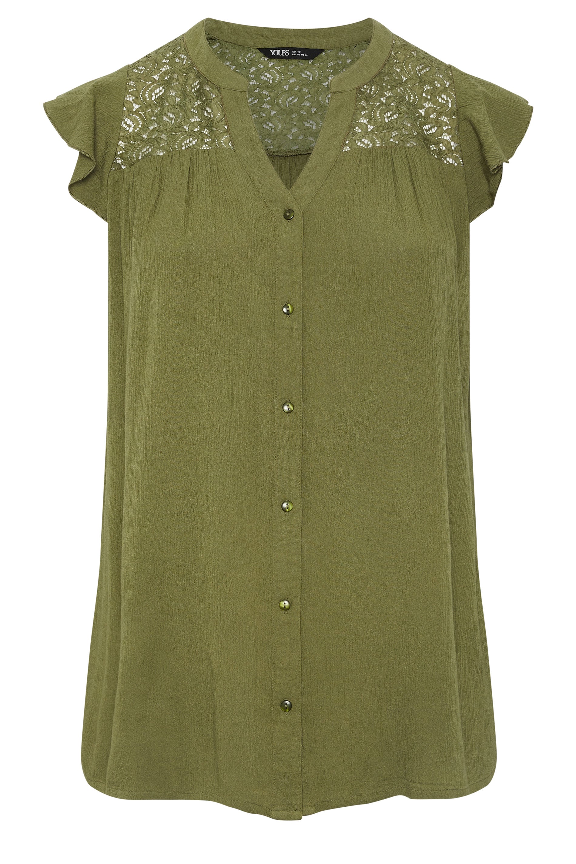 YOURS Plus Size Green Crochet Blouse | Yours Clothing 5