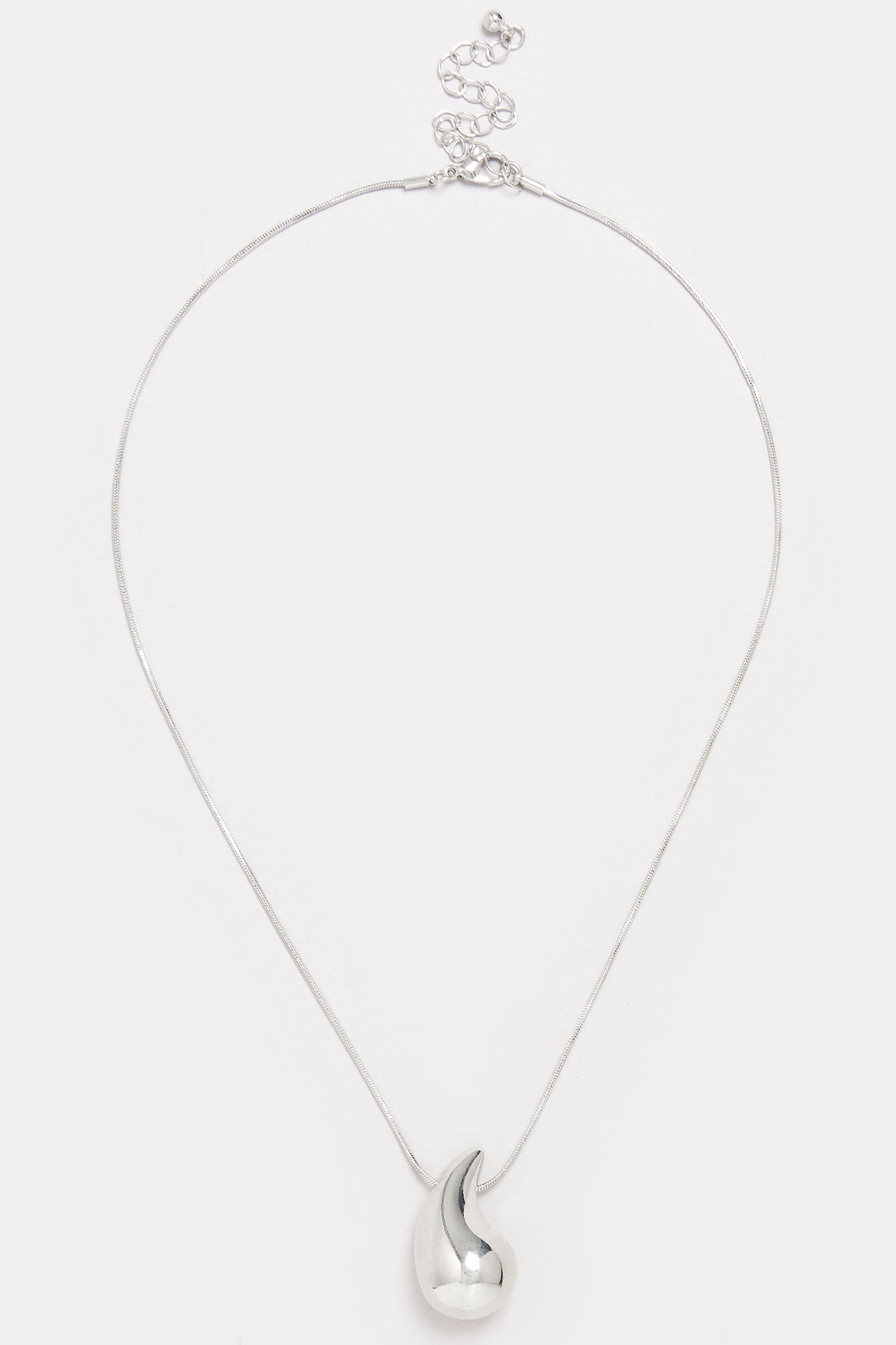Silver Tone Teardrop Pendant Necklace  2