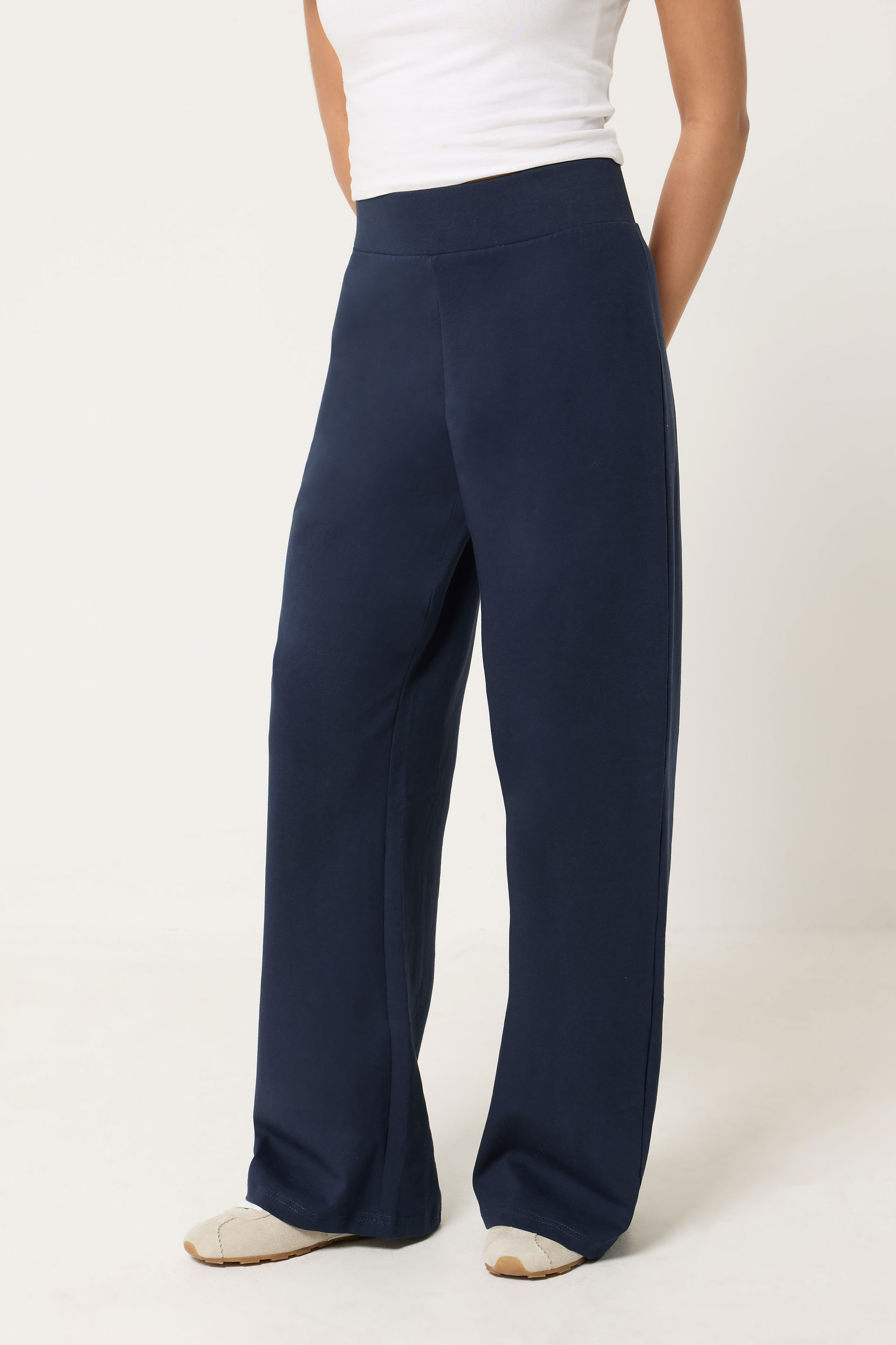 PixieGirl Petite Women's Navy Blue Wide Leg Yoga Pants | PixieGirl 1