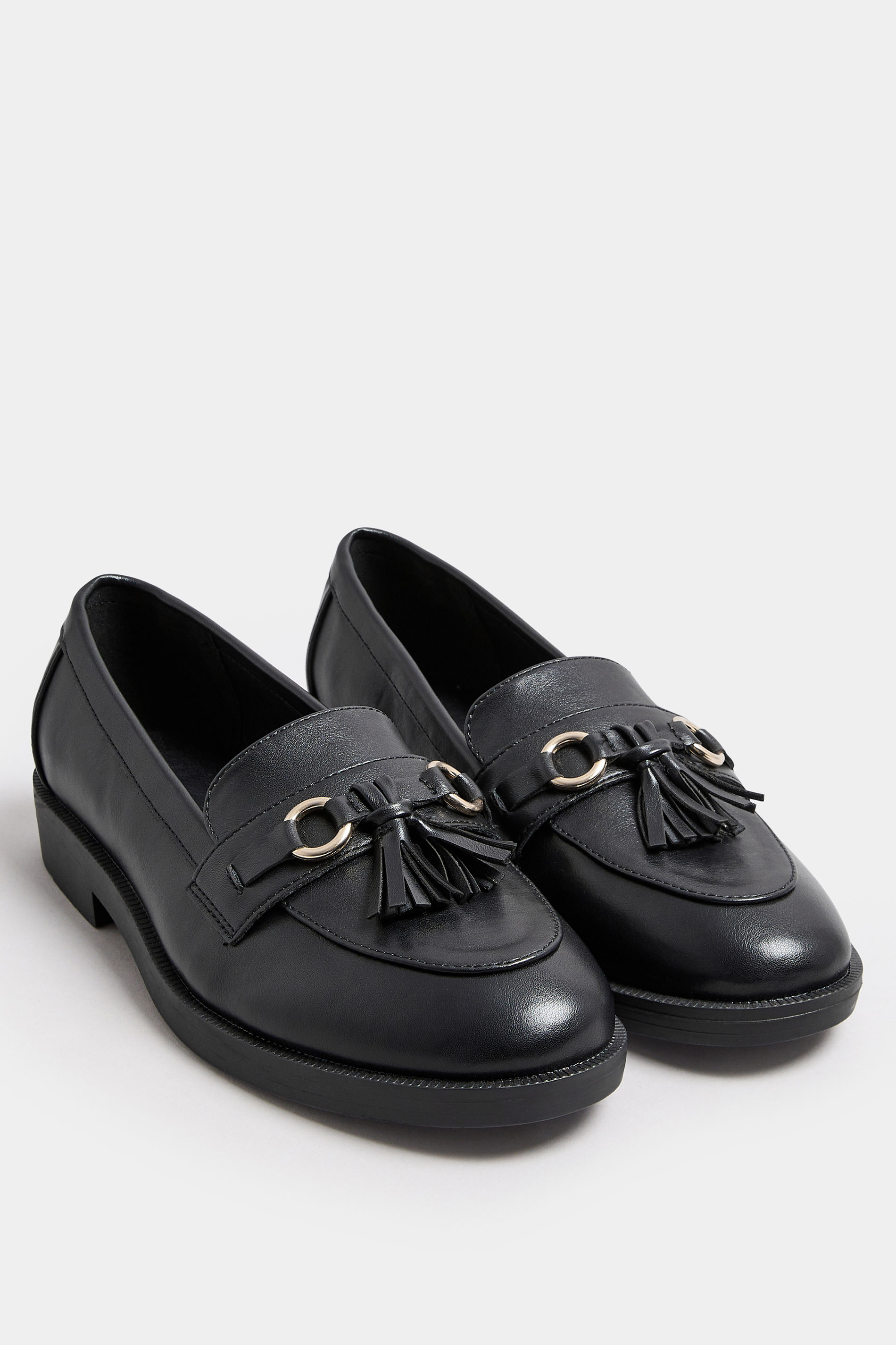 Black Tassel Detail Loafers In Extra Wide EEE Fit | Yours Clothing 1