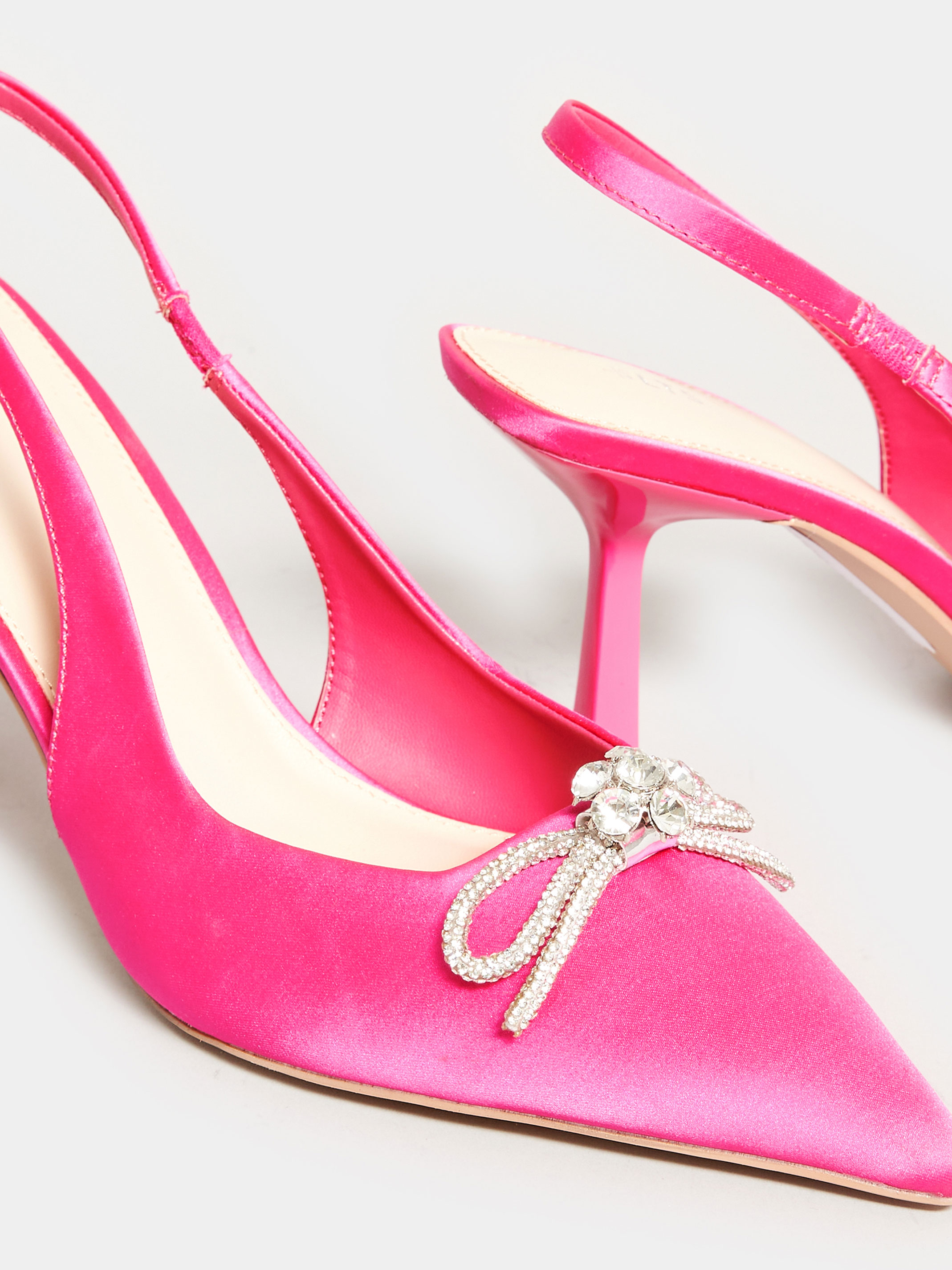 LTS Hot Pink Diamante Slingback Court Shoes In Standard Fit | Long Tall ...