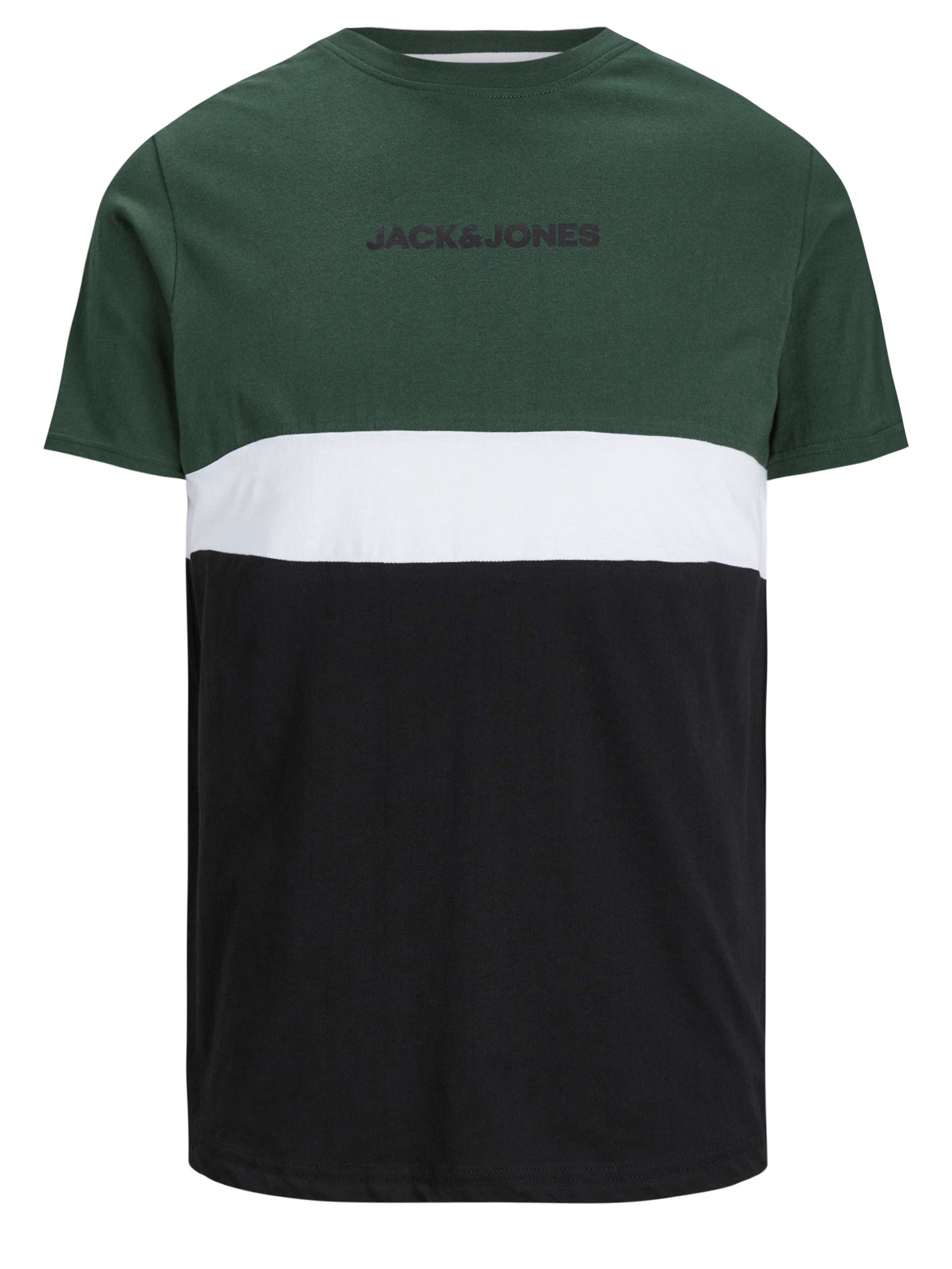 JACK & JONES Big & Tall Green Colour Block Logo T-Shirt | BadRhino 2