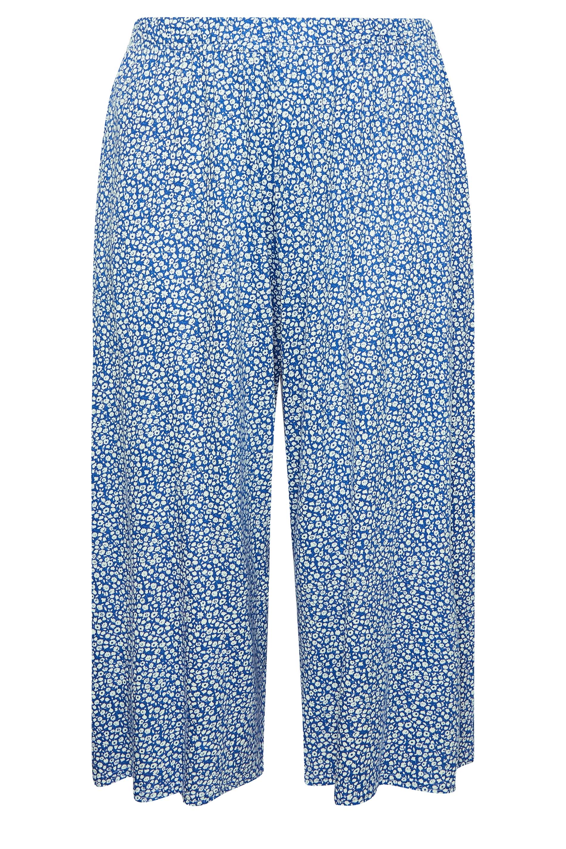 LIMITED COLLECTION Plus Size Blue Ditsy Print Extra Wide Leg Culottes ...