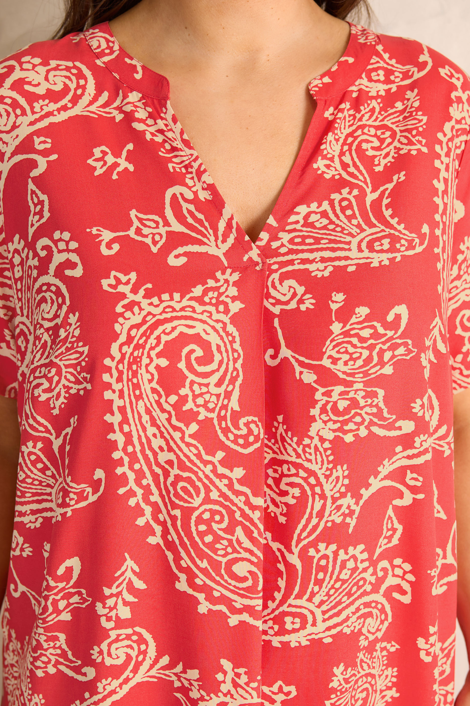 EVANS Plus Size Red Paisley Modal Shift Dress | Evans 4