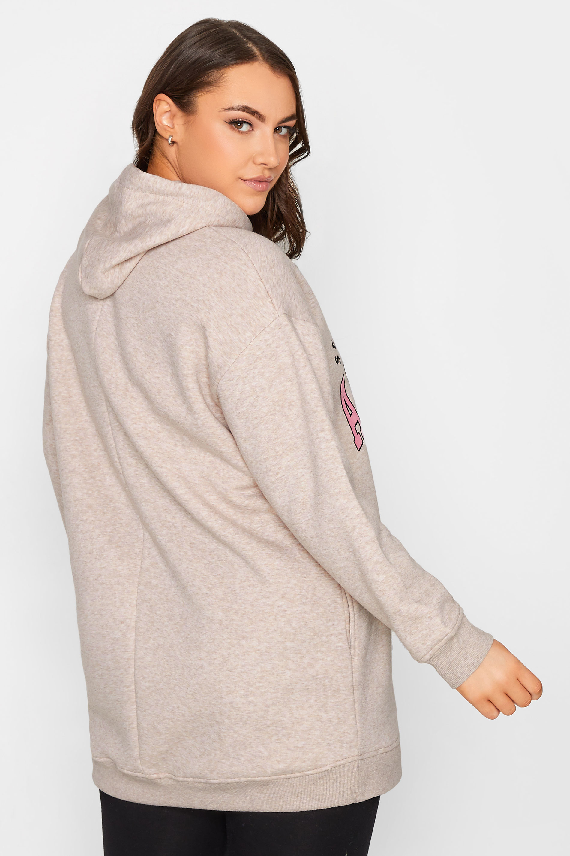 Curve Plus Size Cream & Pink 'Alabama State' Hoodie | Yours Clothing 3