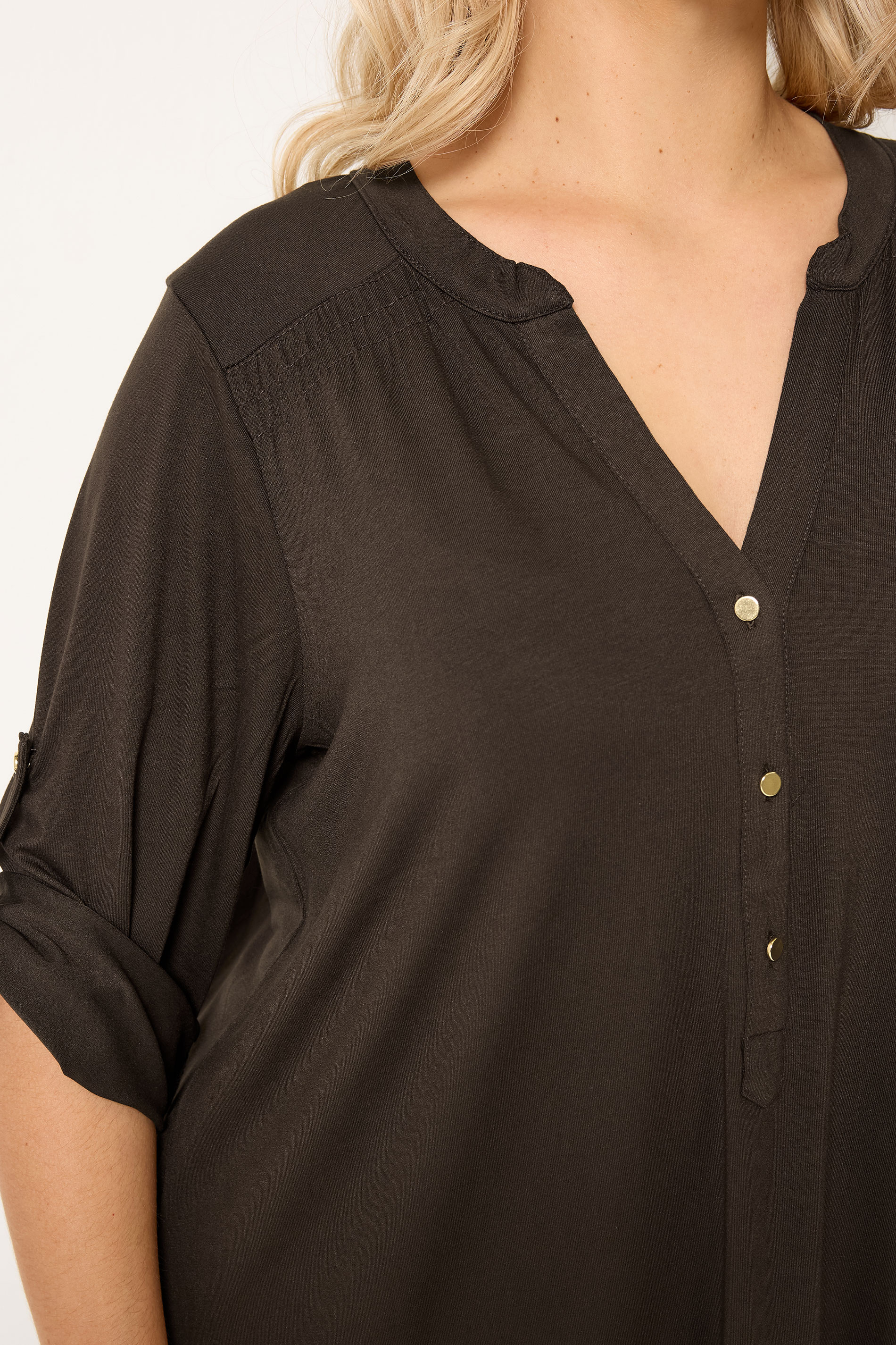 YOURS Plus Size Brown Placket Top | Yours Clothing 4