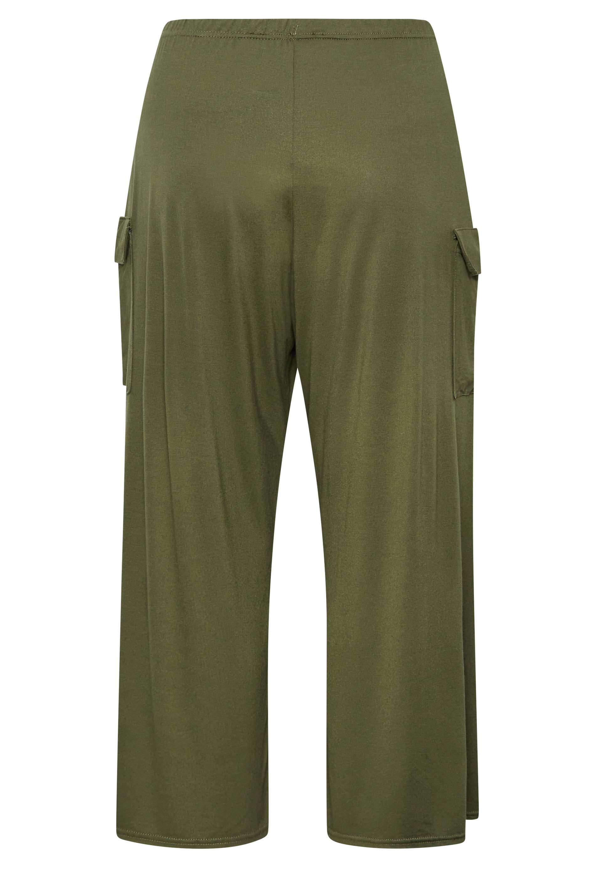 YOURS Curve Plus Size Khaki Green Wide Leg Cargo Trousers | Yours Clothing
