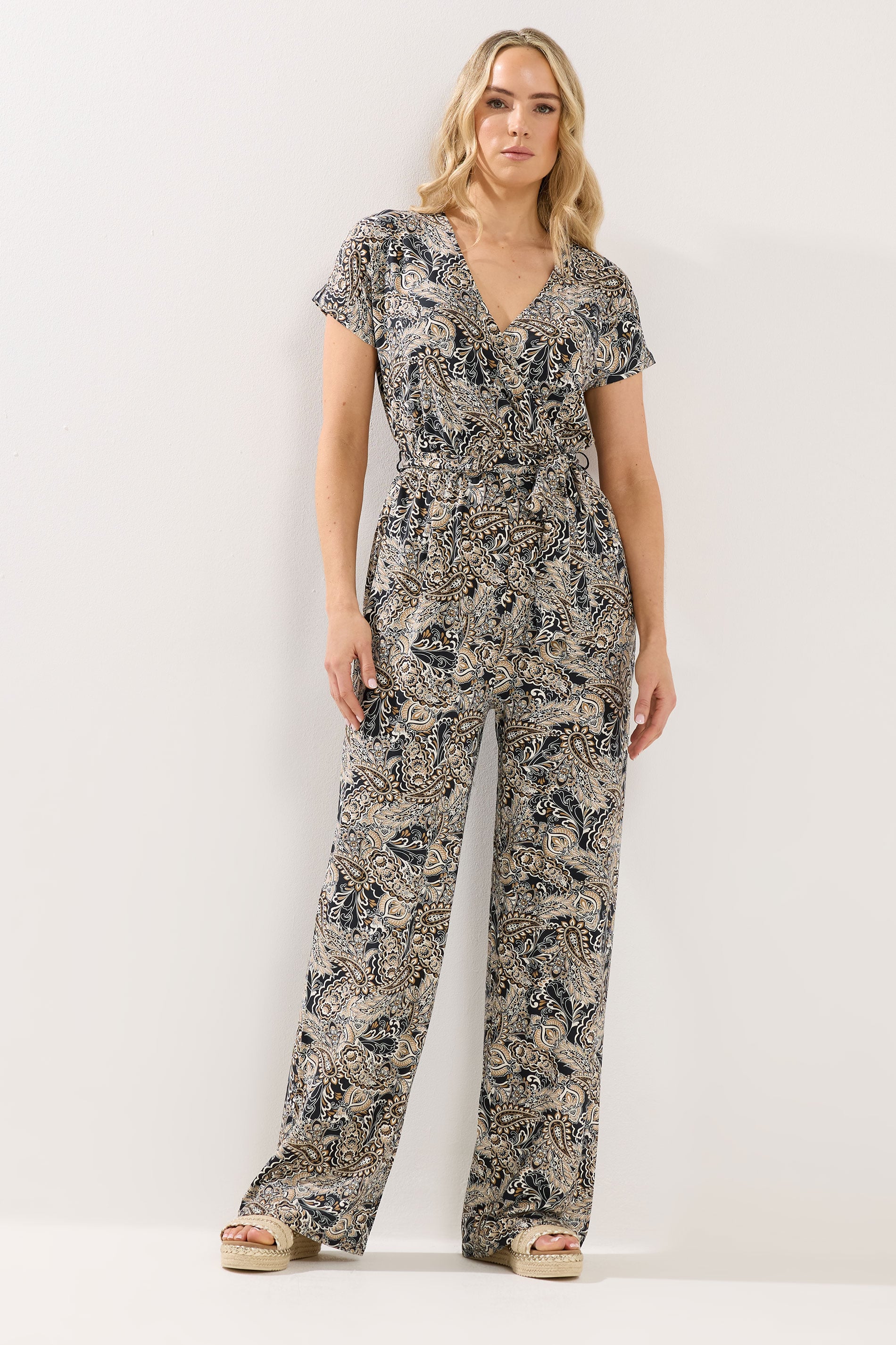 LTS Tall Women's Black Paisley Wrap Jumpsuit | Long Tall Sally 3