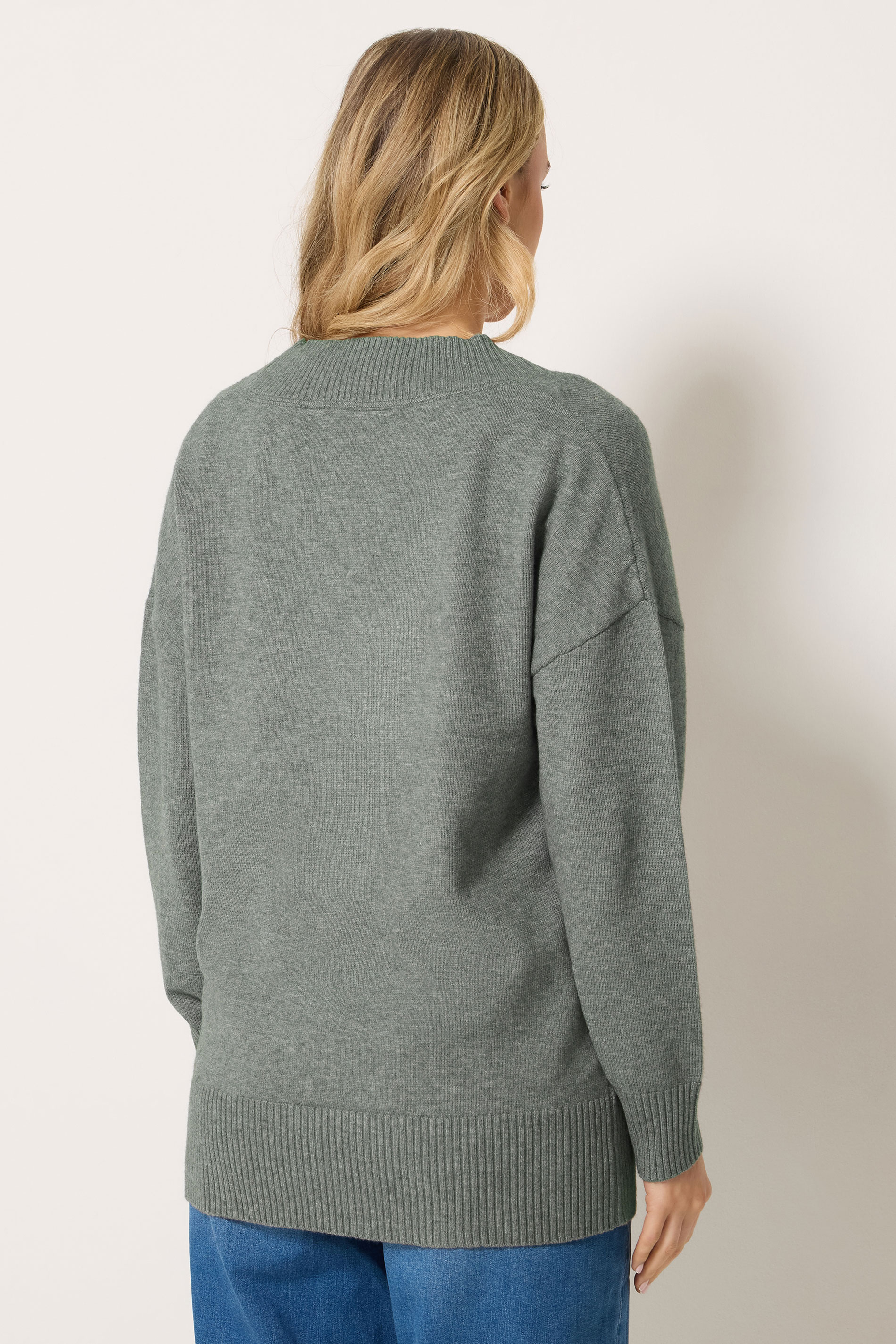 LTS Tall Women's Grey V-Neck Knitted Jumper | Long Tall Sally 2