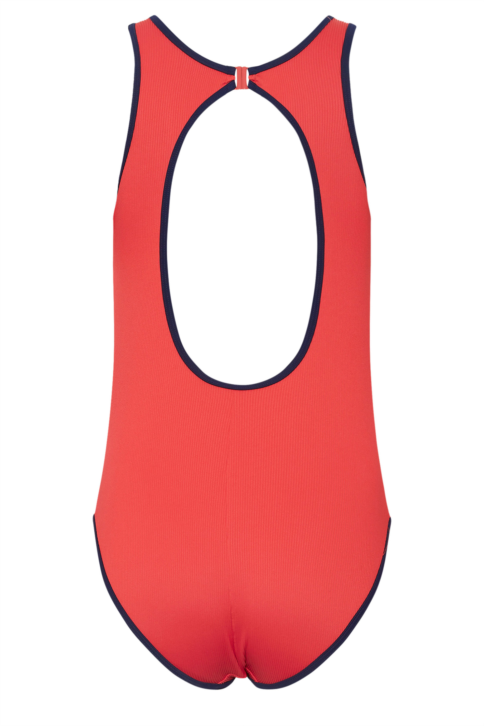 LTS Tall Women's Red & Navy Blue Ribbed Sporty Swimsuit | Long Tall Sally 6