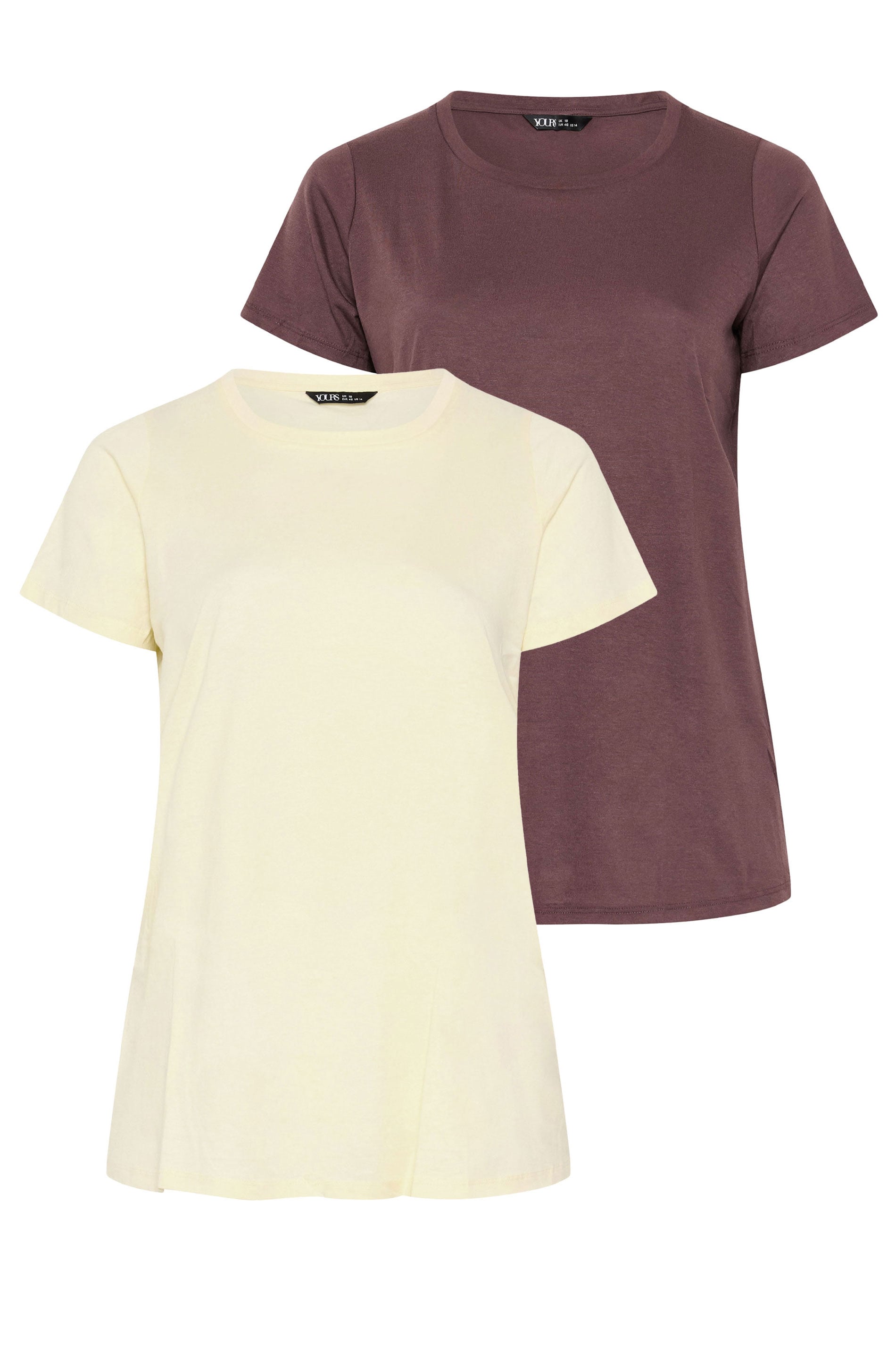 YOURS 2 PACK Plus Size Chocolate Brown & Yellow Core T-Shirts | Yours Clothing 3