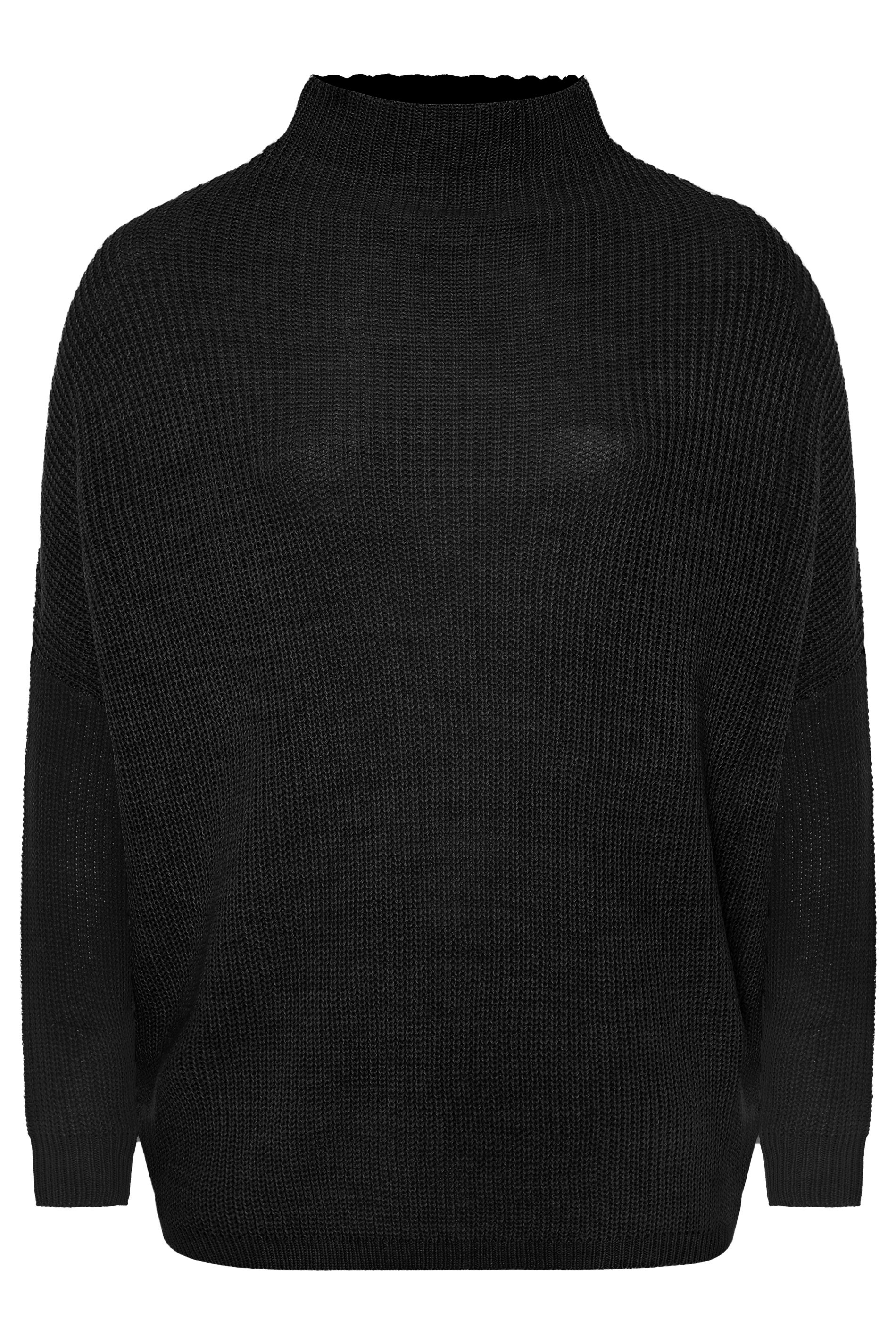 Black Oversized Knitted Jumper | Yours Clothing