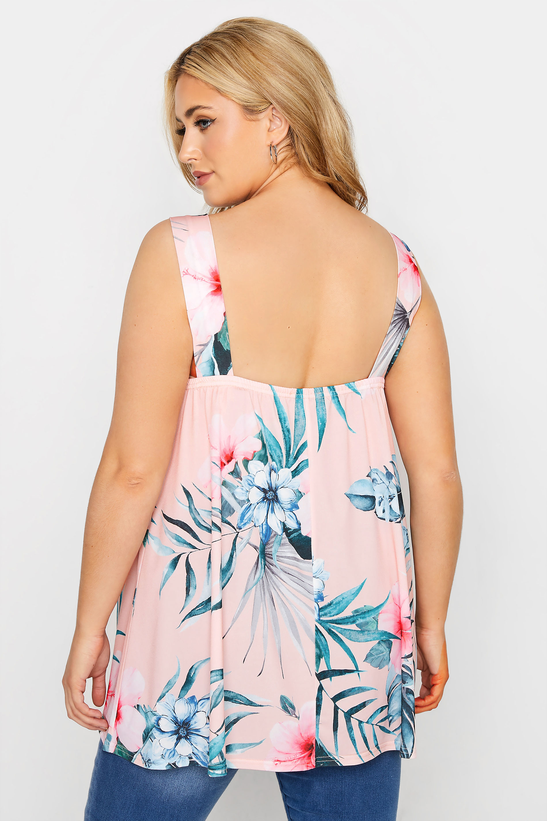 YOURS LONDON Plus Size Pink Tropical Ring Detail Vest Top | Yours Clothing 3