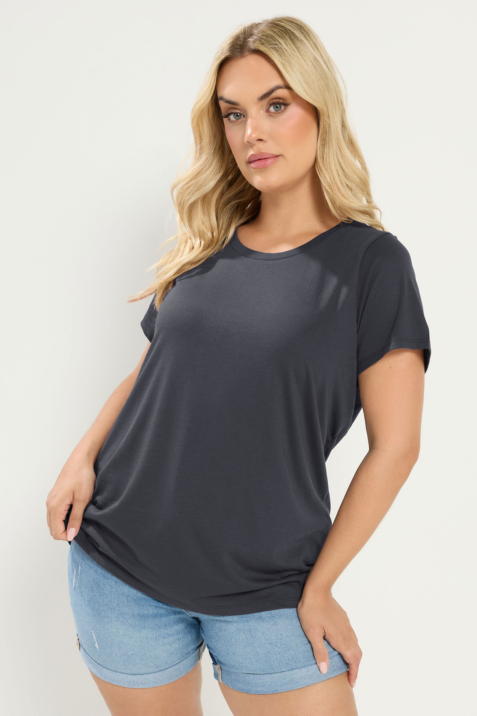 YOURS Plus Size Stone Grey Core T-Shirt | Yours Clothing 3