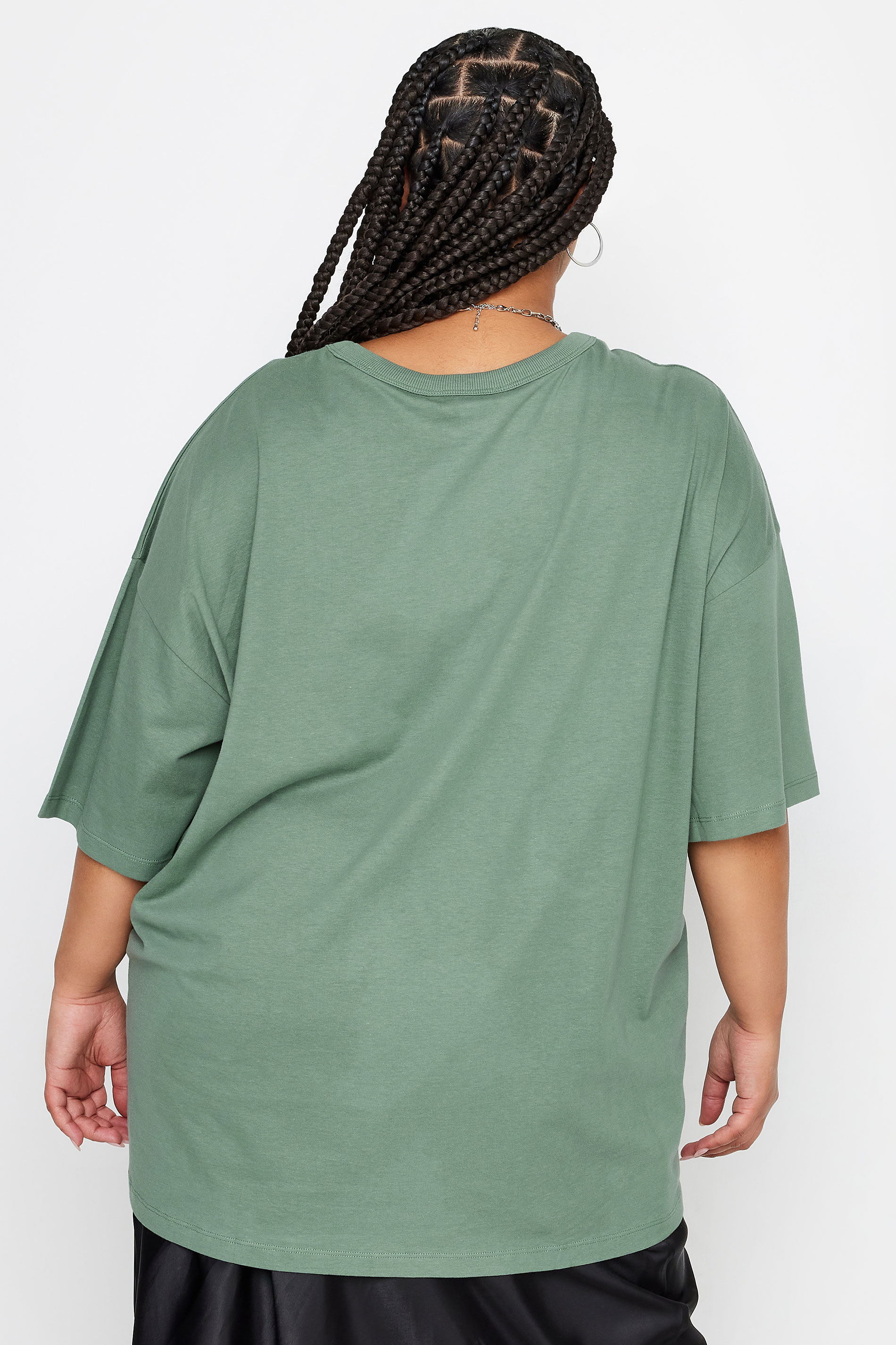 YOURS Plus Size Green 'Good Things Are Coming' Slogan Oversized Boxy T-Shirt | Yours Clothing 3