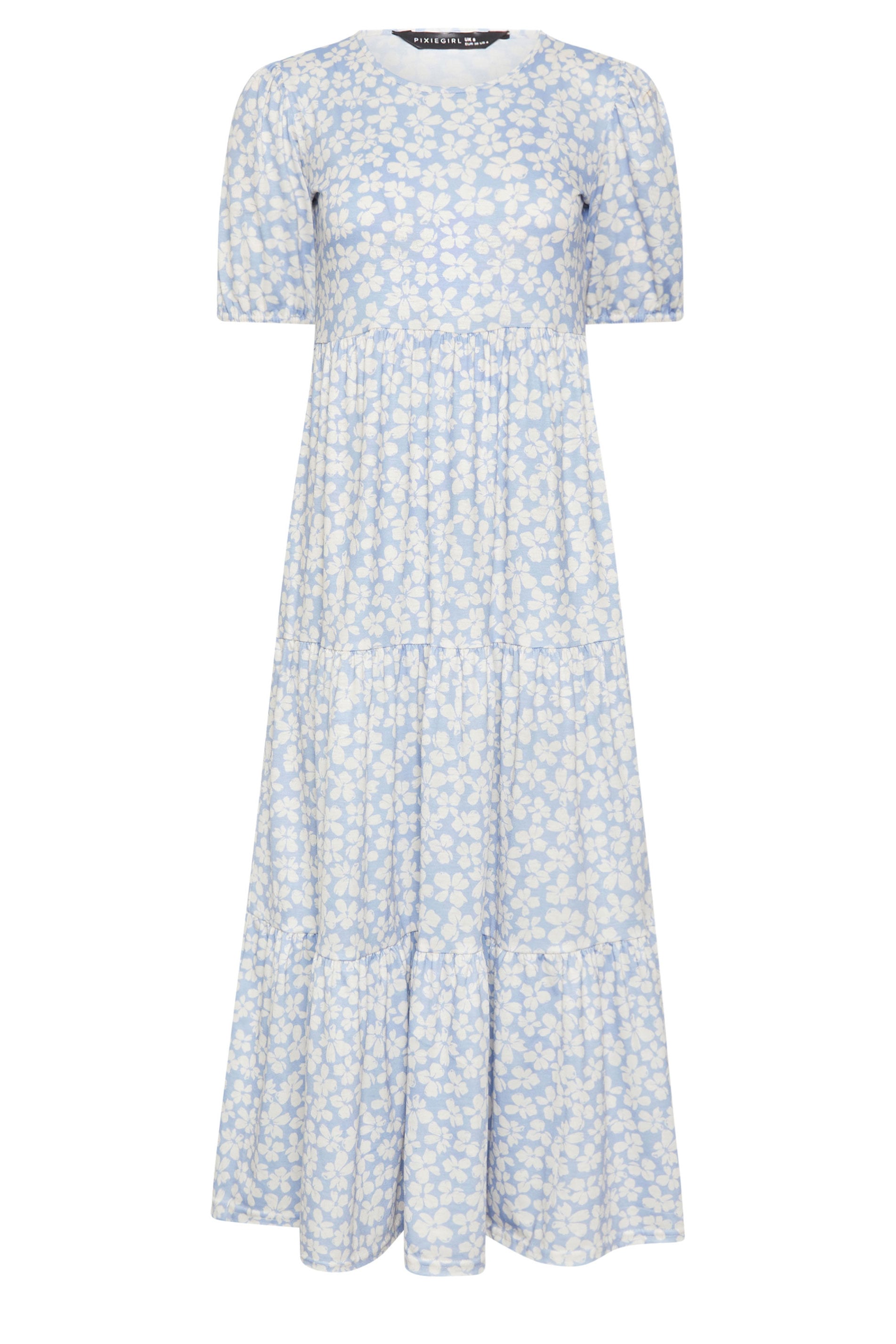 PixieGirl Blue Ditsy Tiered Maxi Dress | PixieGirl 5