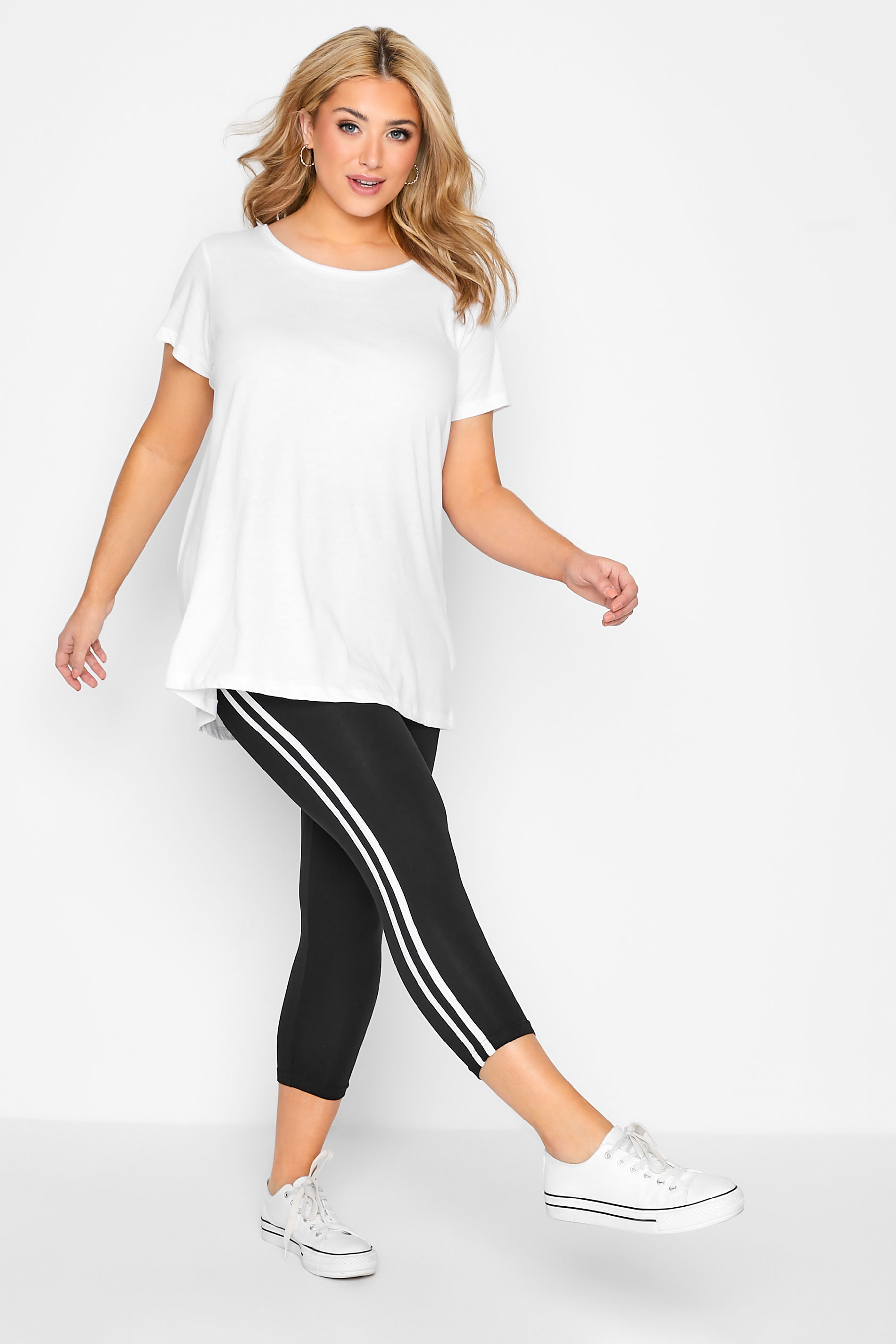 Plus Size Black Double Side Stripe 