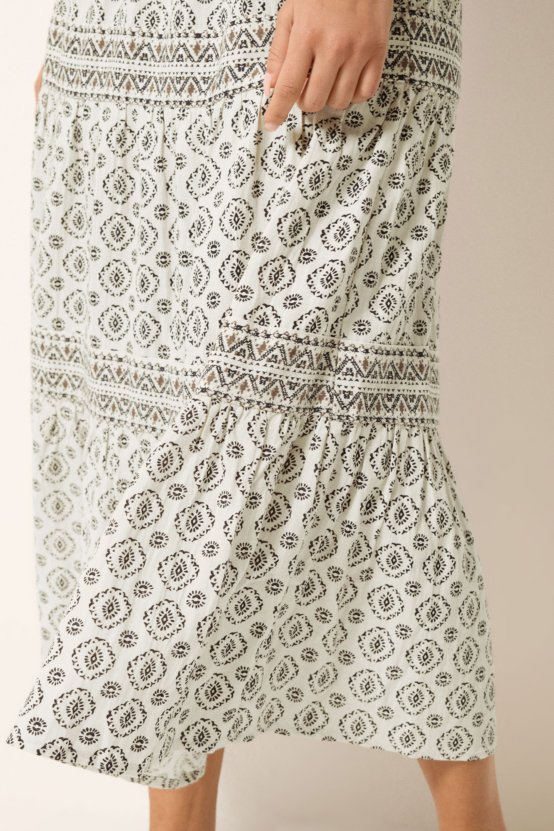 M&Co Petite White Aztec Tiered Maxi Skirt | M&Co 4