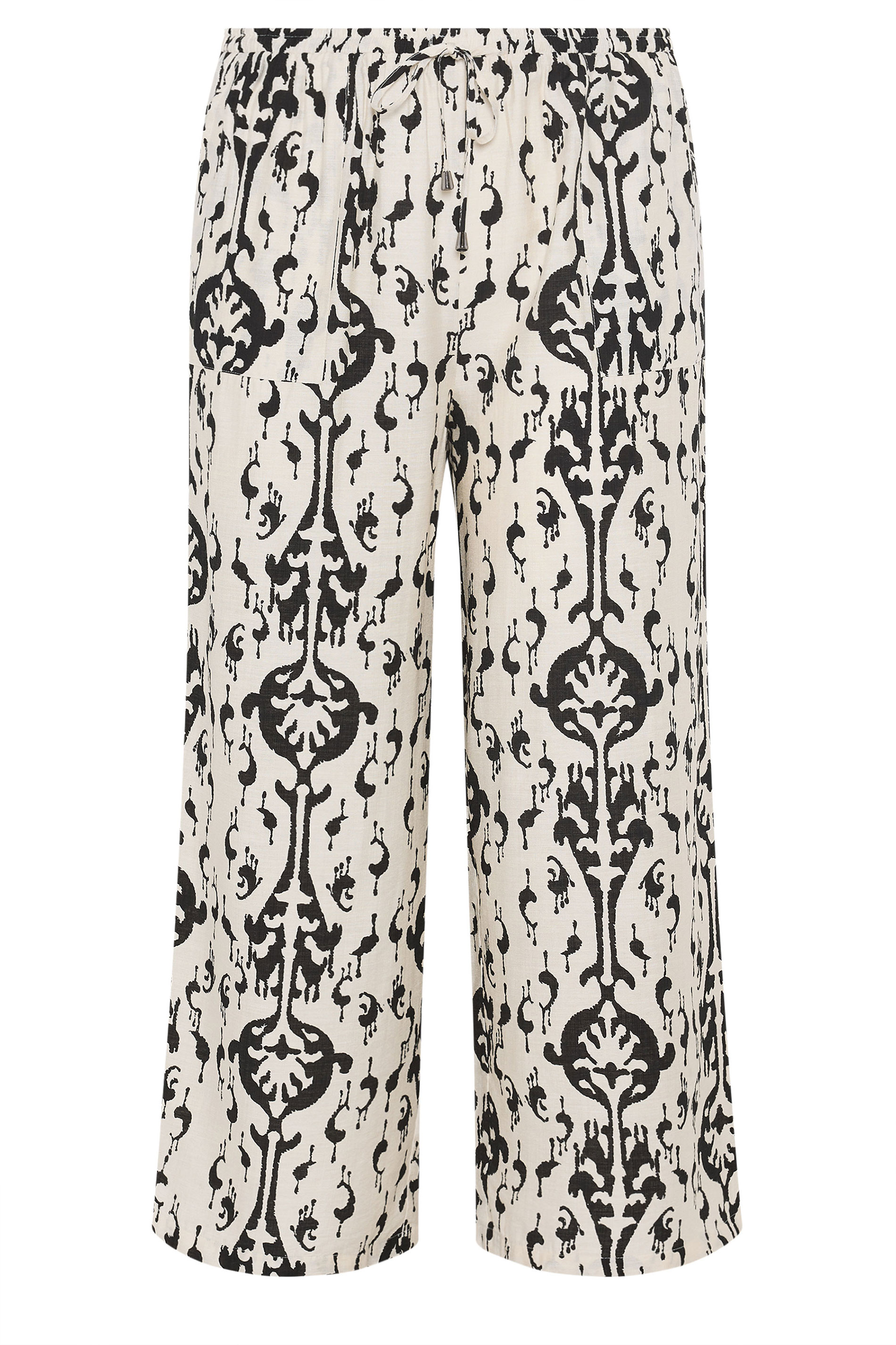 EVANS Plus Size White Abstract Print Wide Leg Trousers | Evans 6