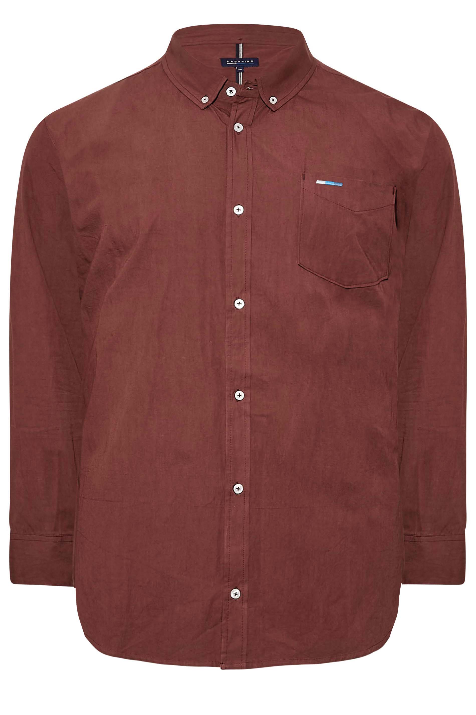 BadRhino Big & Tall Burgundy Red Long Sleeve Oxford Shirt | BadRhino 3