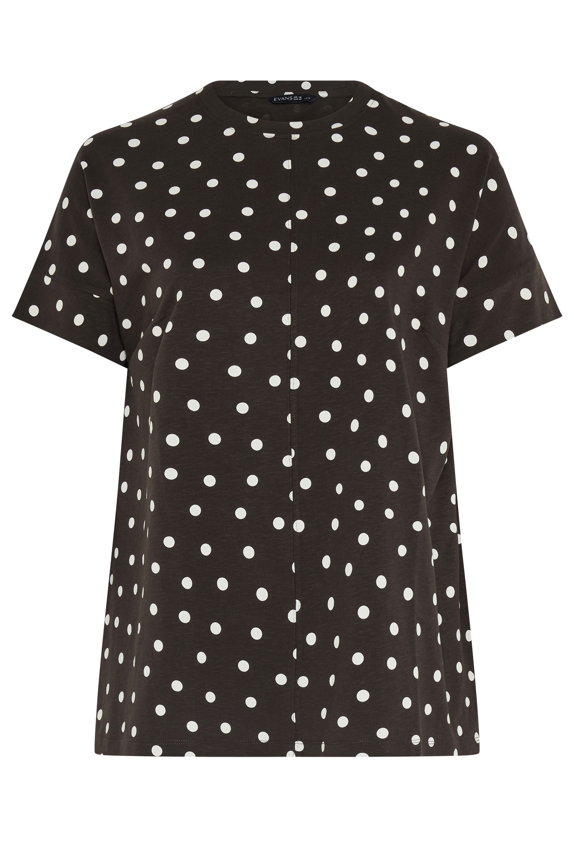 EVANS Plus Size Chocolate Brown Polka Dot Cotton T-Shirt | Evans 1