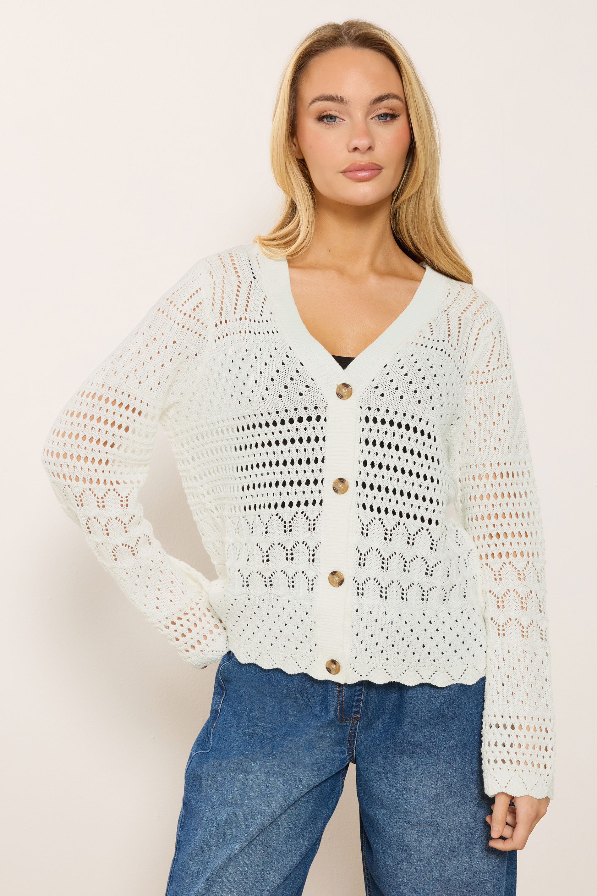 M&Co White Crochet Button Through Cardigan | M&Co 3