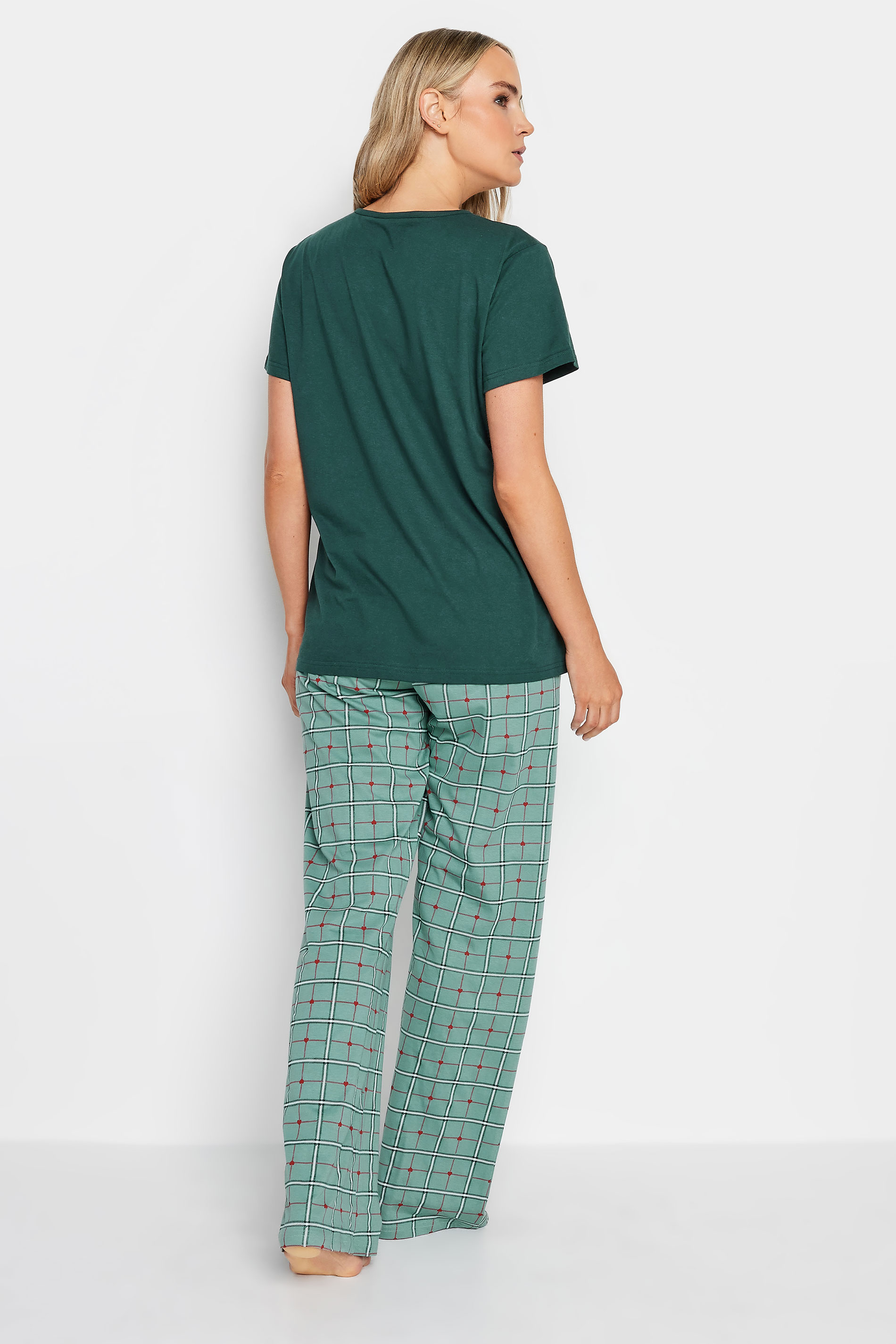 LTS Tall Green Check Print Pyjama Set | Long Tall Sally  3
