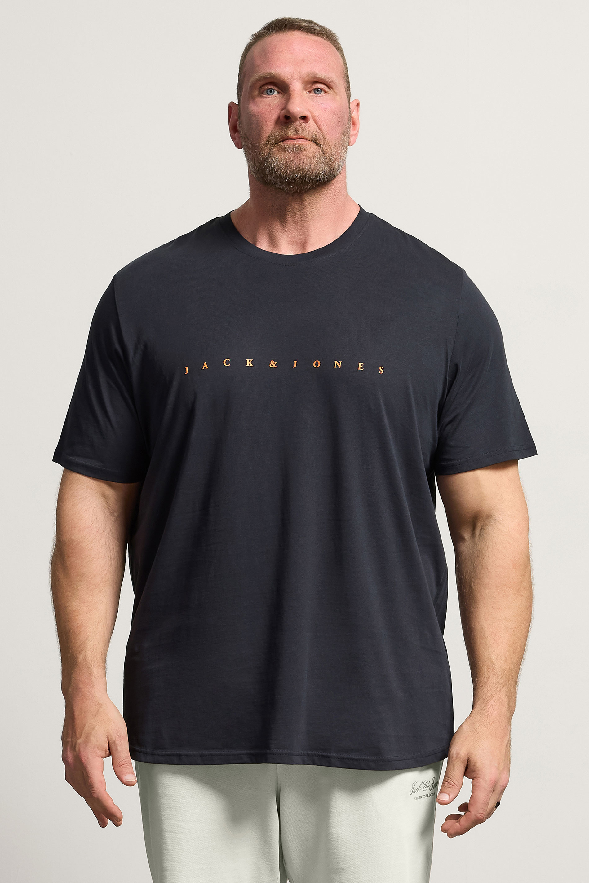 JACK & JONES Big & Tall Dark Navy Blue Slogan T-Shirt | BadRhino 3