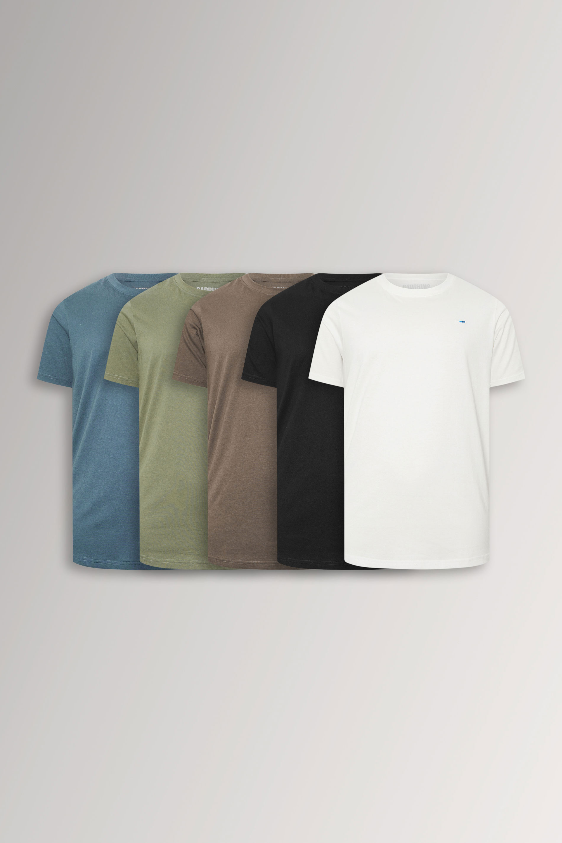 BadRhino Big & Tall 5 PACK Black/Green/Off White/Brown/Blue T-Shirts | BadRhino 3