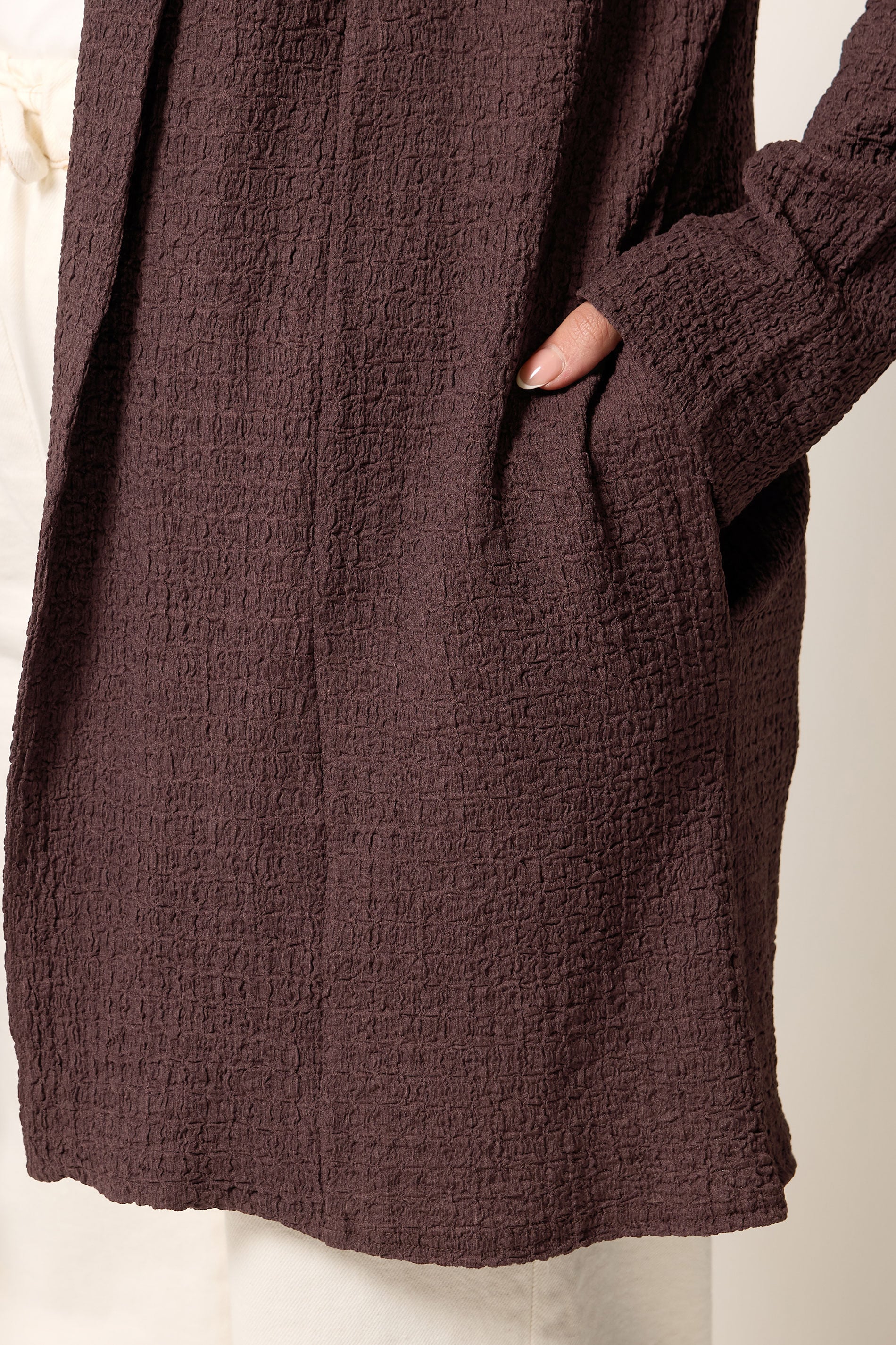 YOURS Plus Size Chocolate Brown Bubble Textured Blazer | Yours Clothing 4