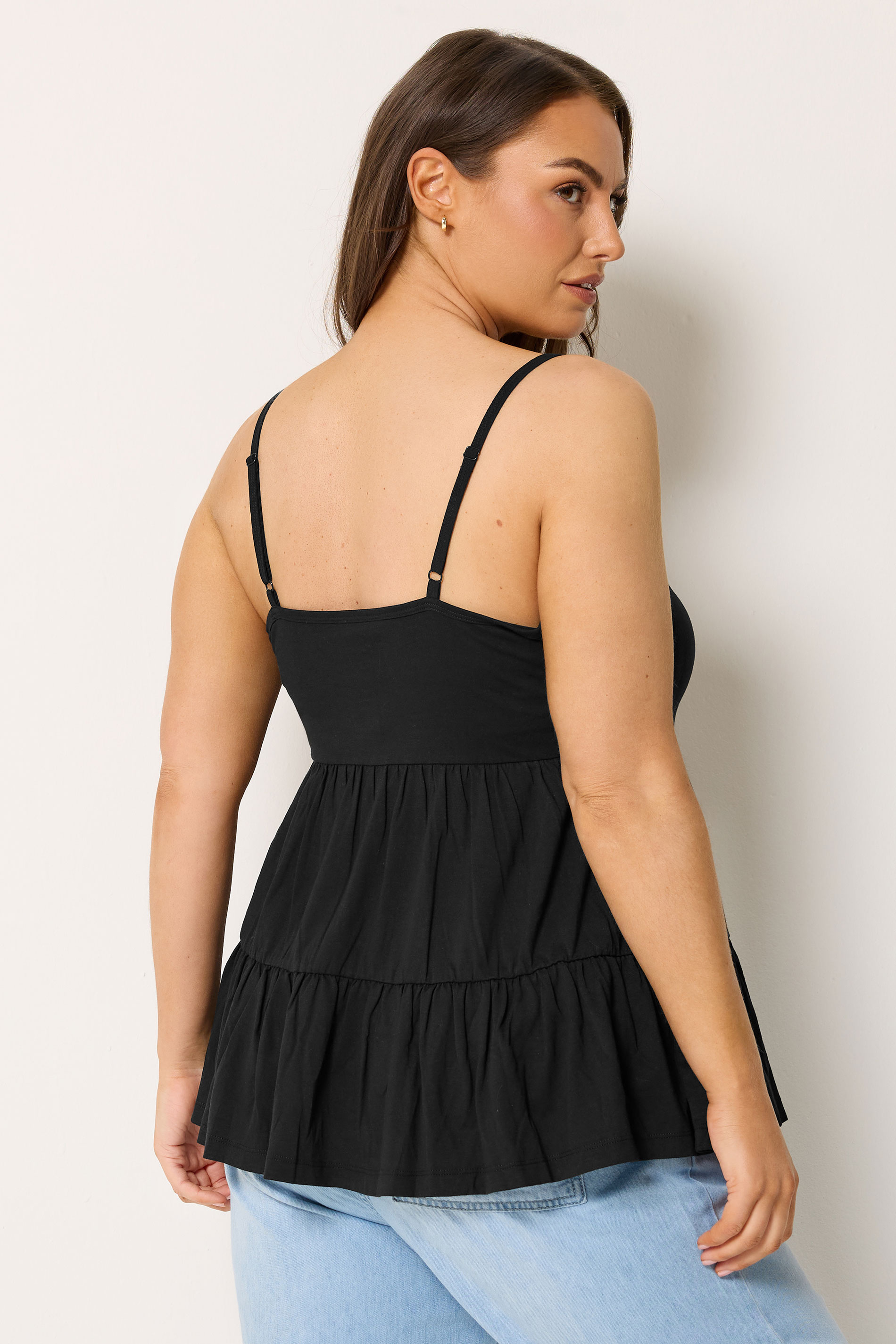 YOURS Plus Size Black Tiered Strappy Vest | Yours Clothing 2