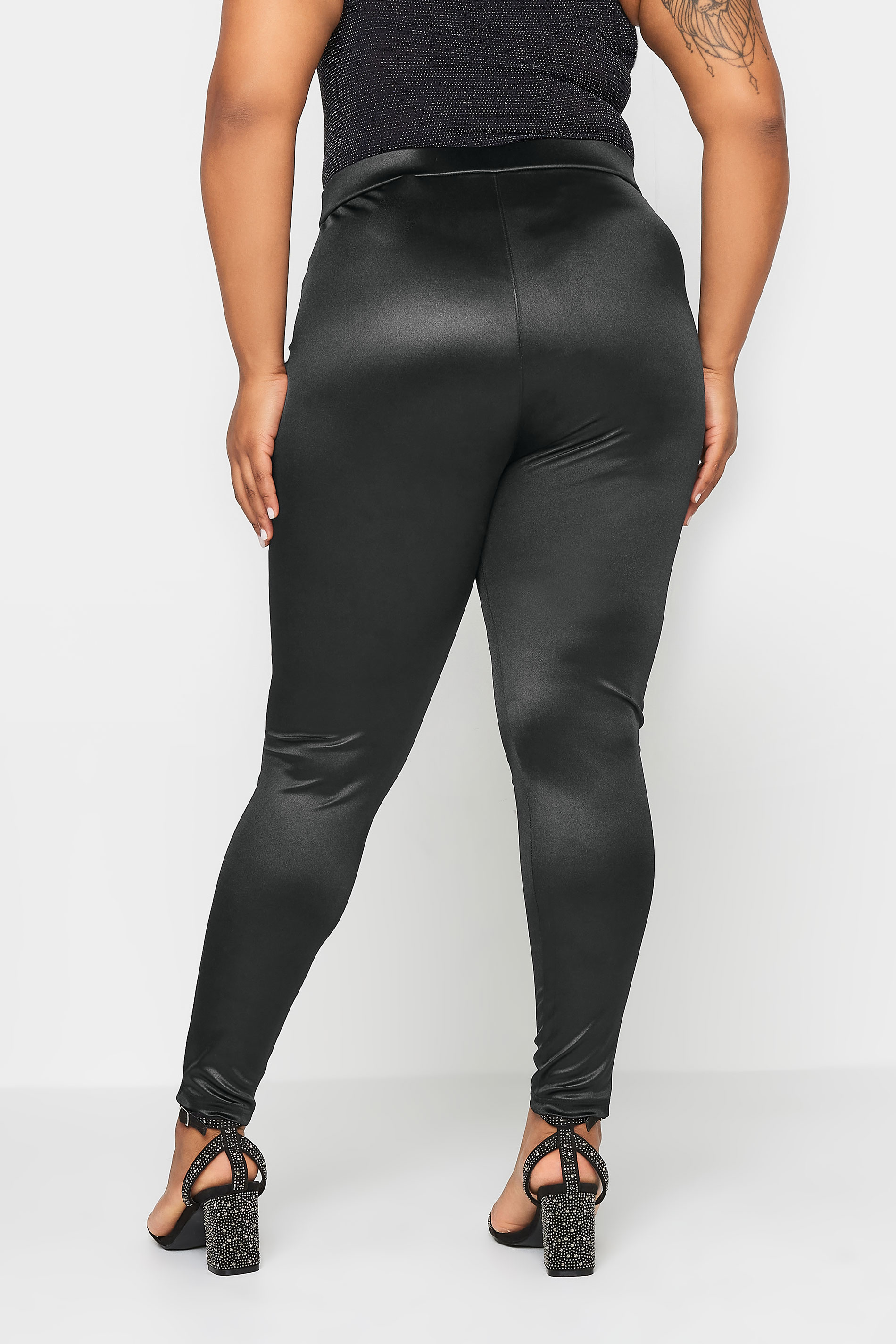 YOURS Plus Size Black Disco Leggings | Yours Clothing 3