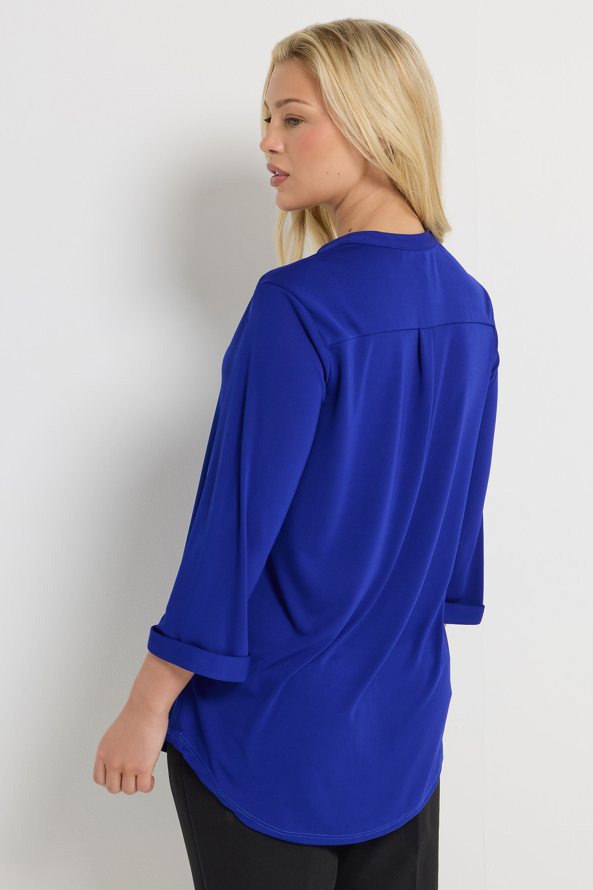 M&Co Blue Half Placket Collarless Shirt | M&Co 2