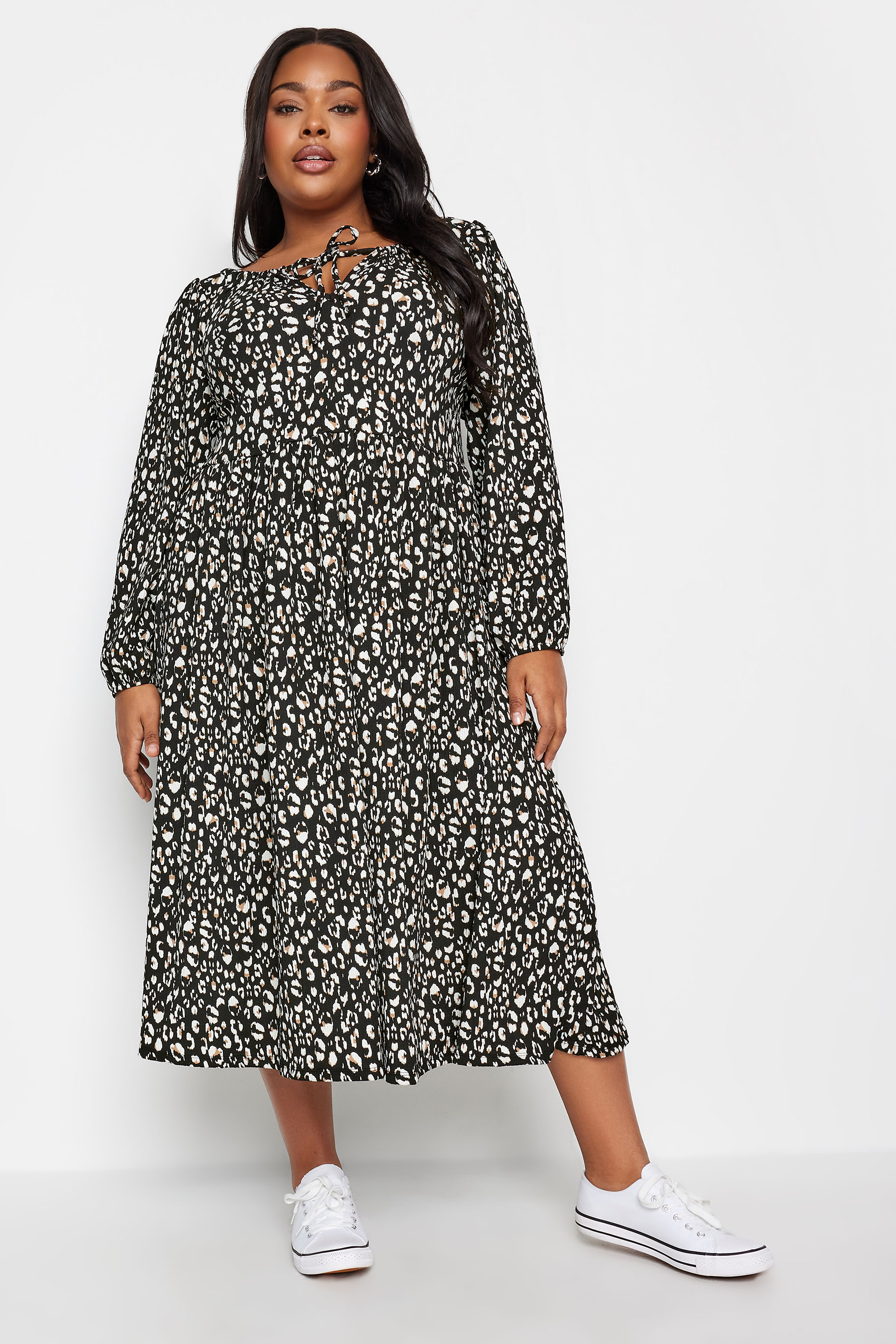 YOURS Plus Size Black Leopard Print Midaxi Dress | Yours Clothing 2