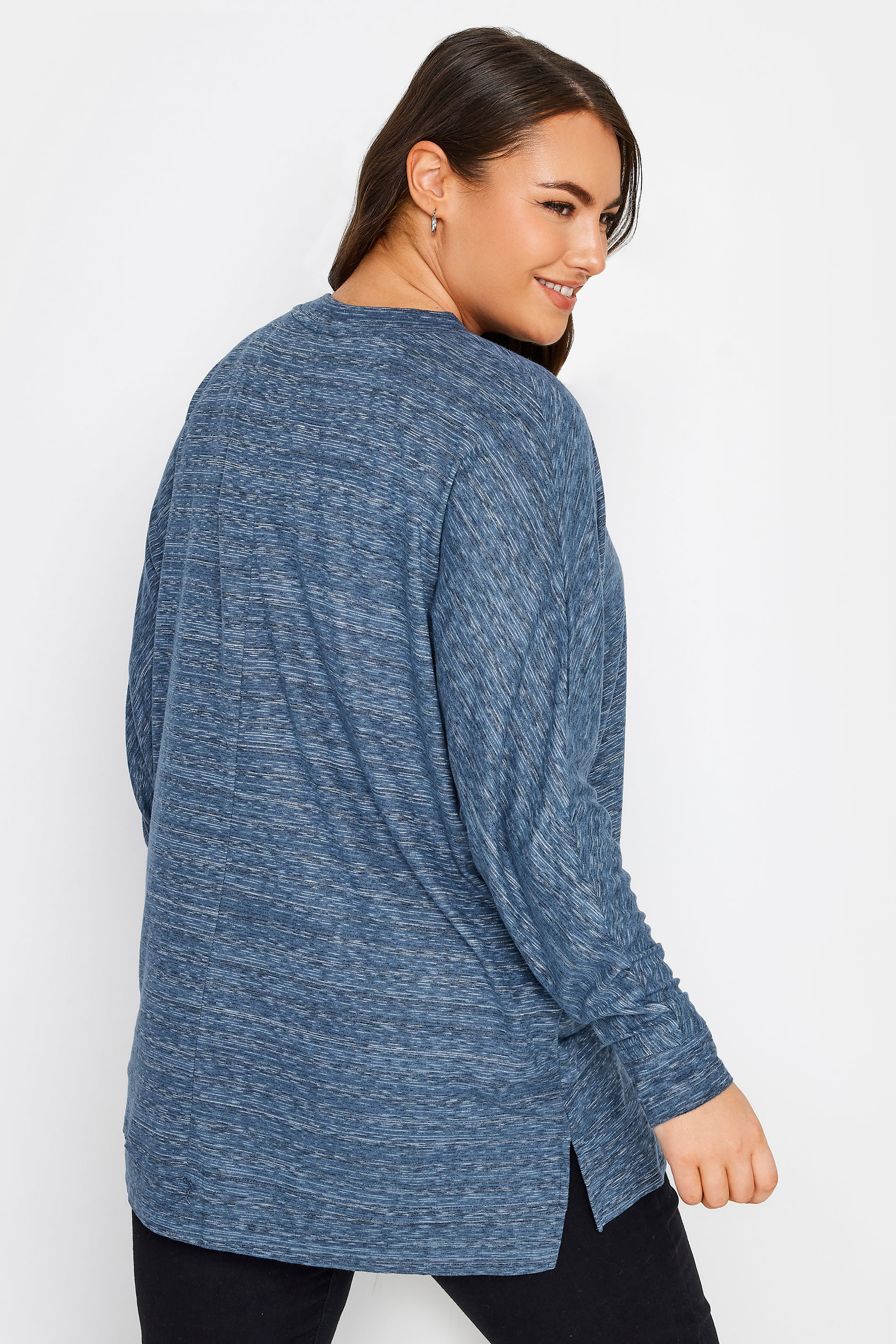 YOURS LUXURY Curve Blue Front Seam Detail Jumper | Yours Clothing 3