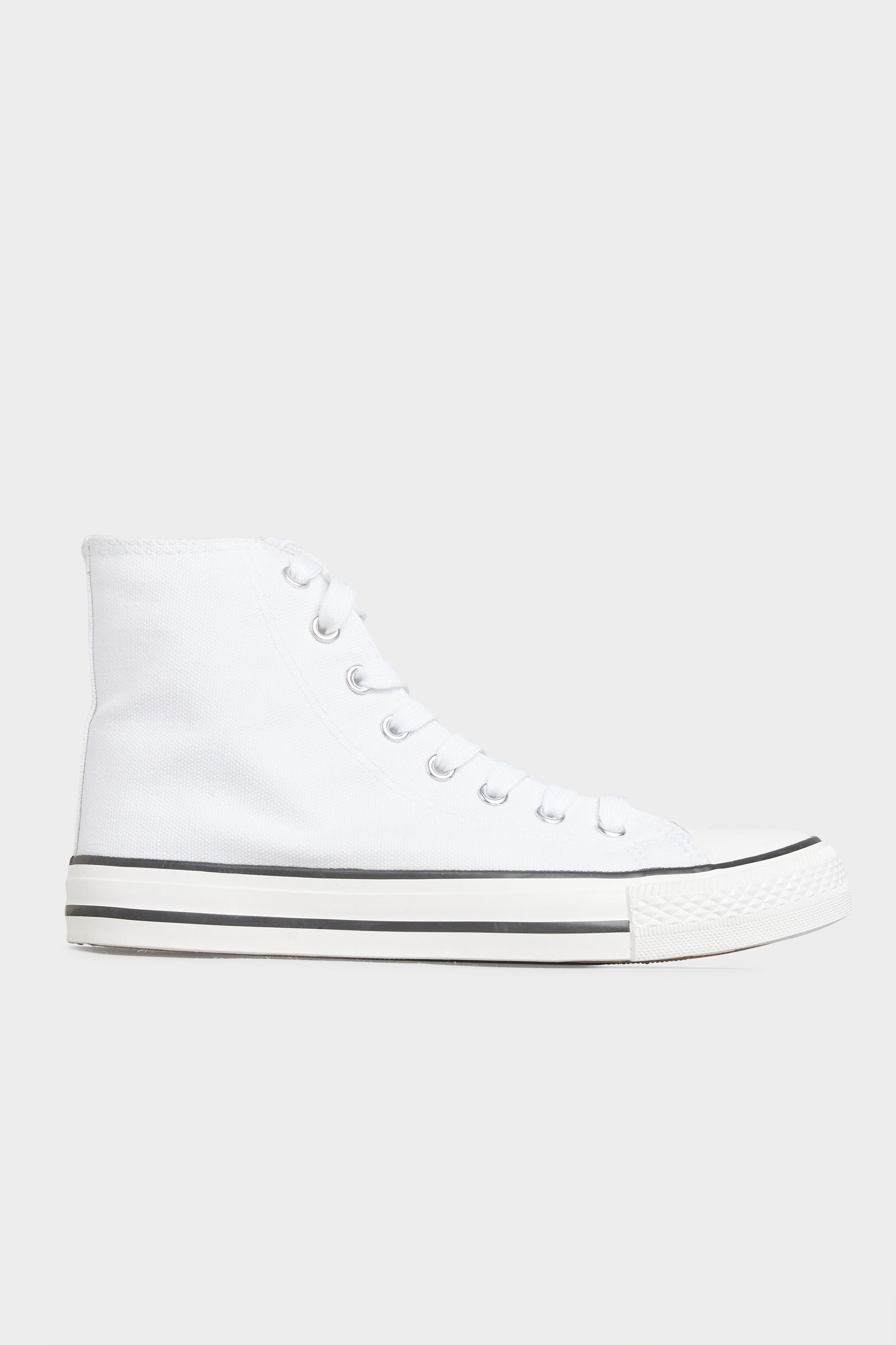 White Canvas High Top Trainers In Wide Fit | Yours Clothing Women 3