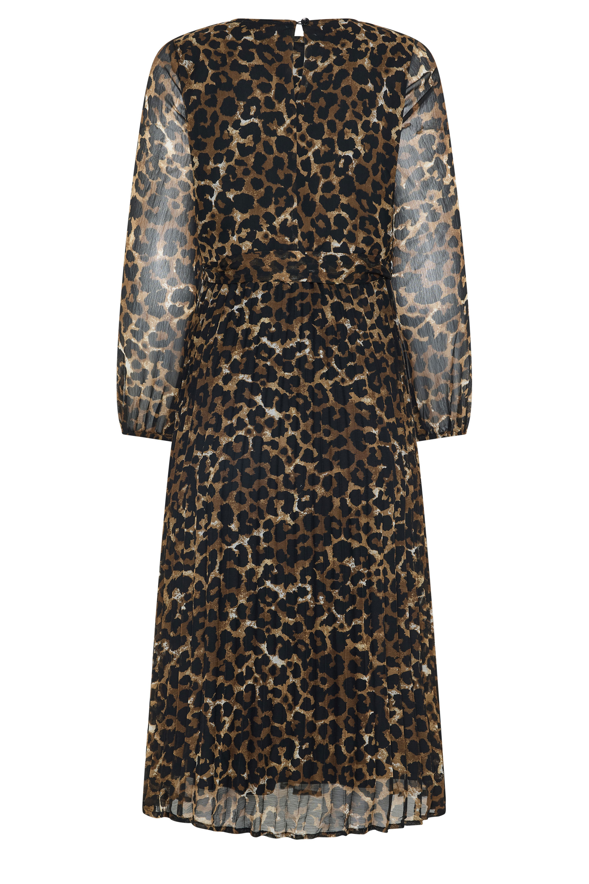 M&Co Petite Brown Animal Print Pleated Chiffon Dress | M&Co 2
