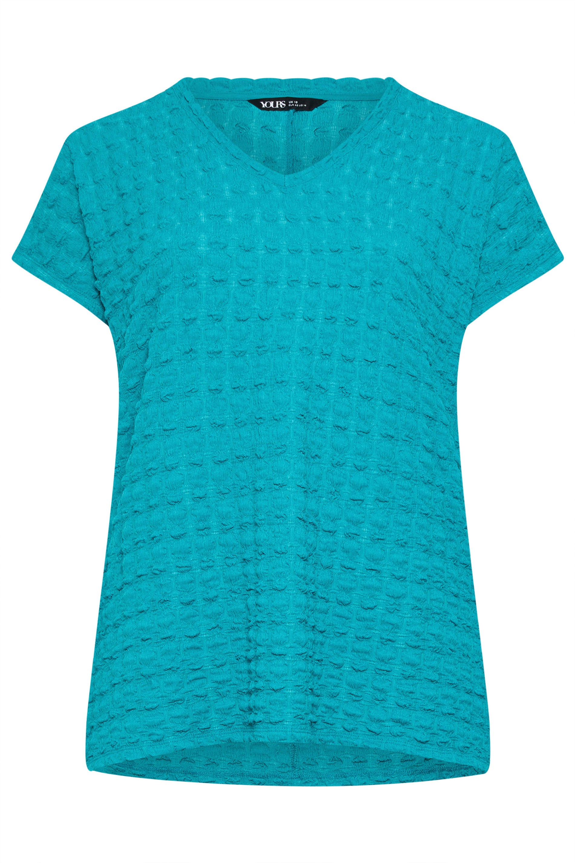 YOURS Plus Size Teal Blue Bubble Textured T-Shirt | Yours Clothing 5