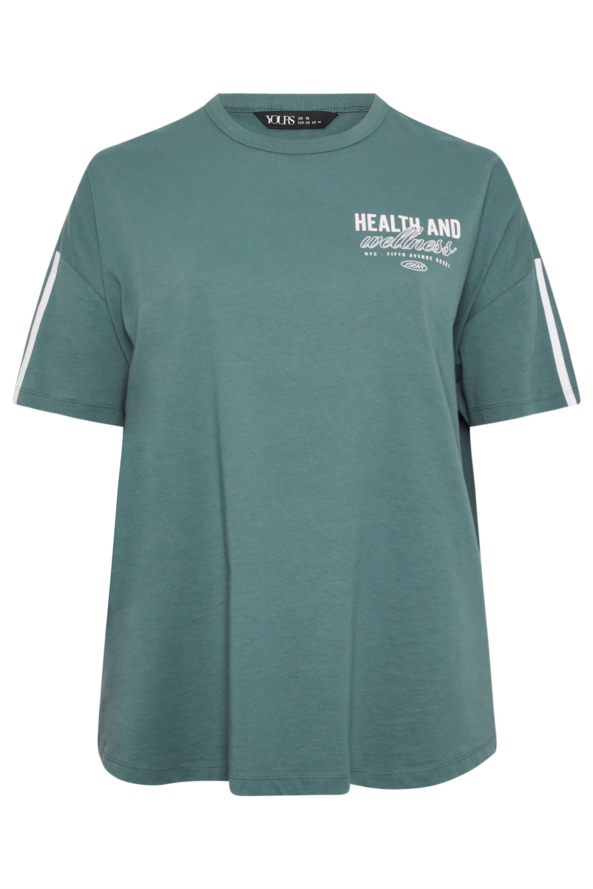 YOURS ACTIVE Plus Size  Blue 'Health & Wellness' T-Shirt | Yours Clothing 8