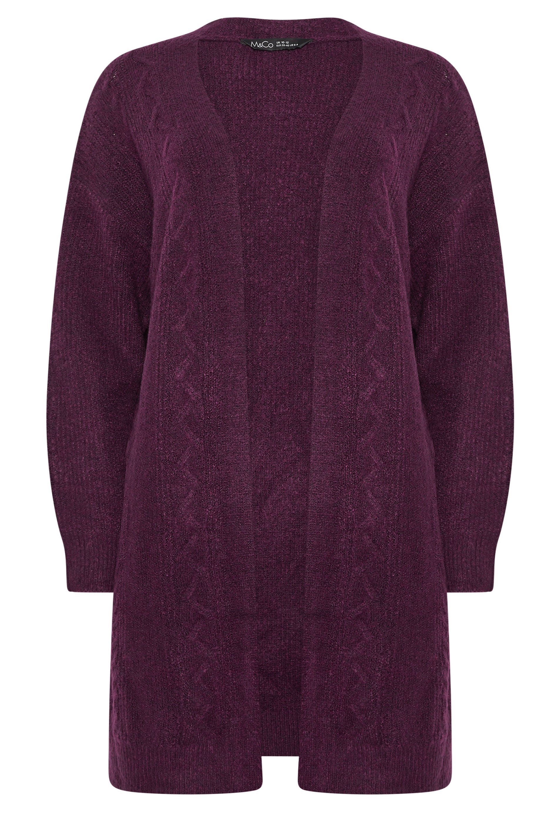 M&Co Berry Purple Cable Knit Cardigan | M&Co 5