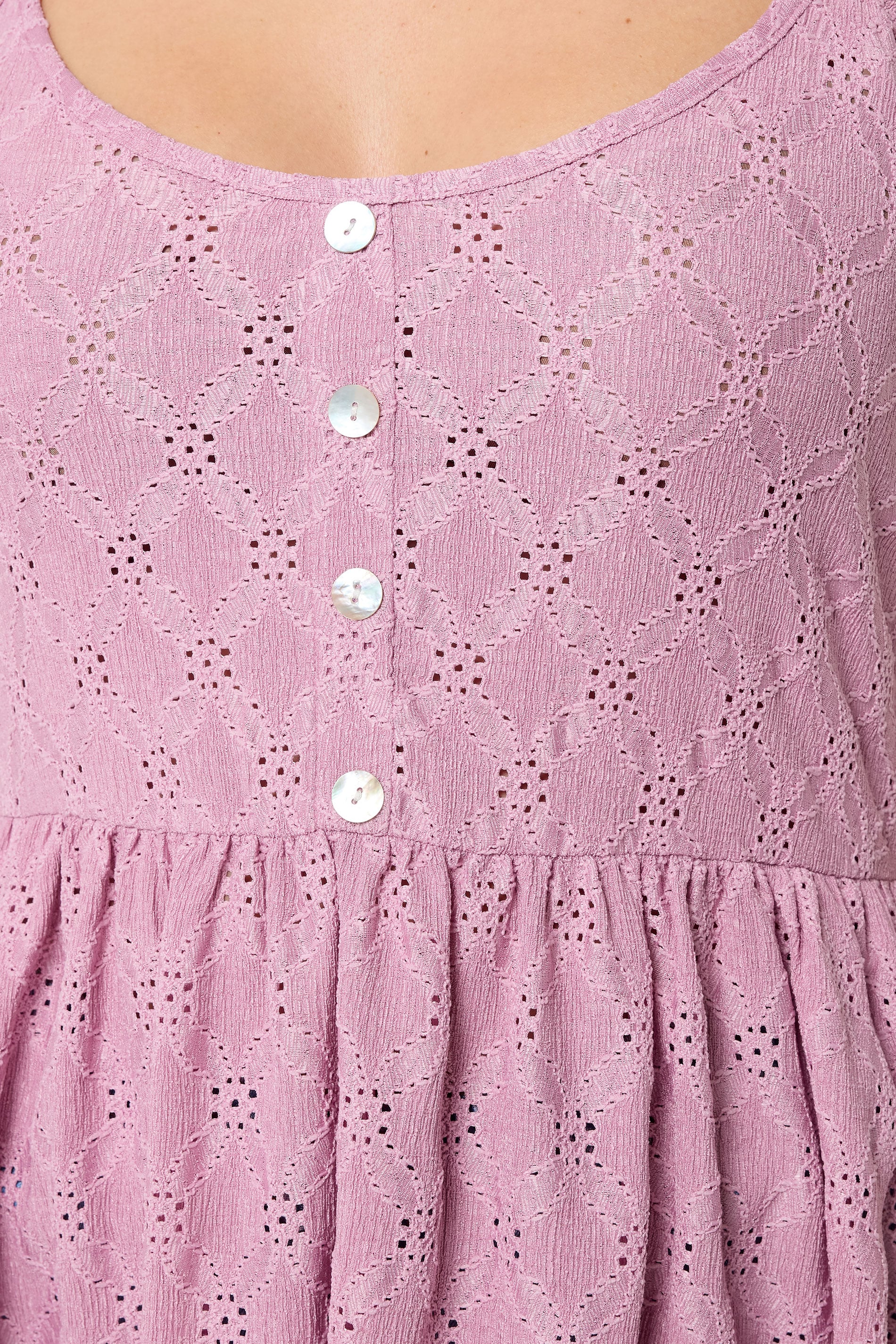 YOURS Plus Size Pink Broderie Anglaise Peplum Top | Yours Clothing 4
